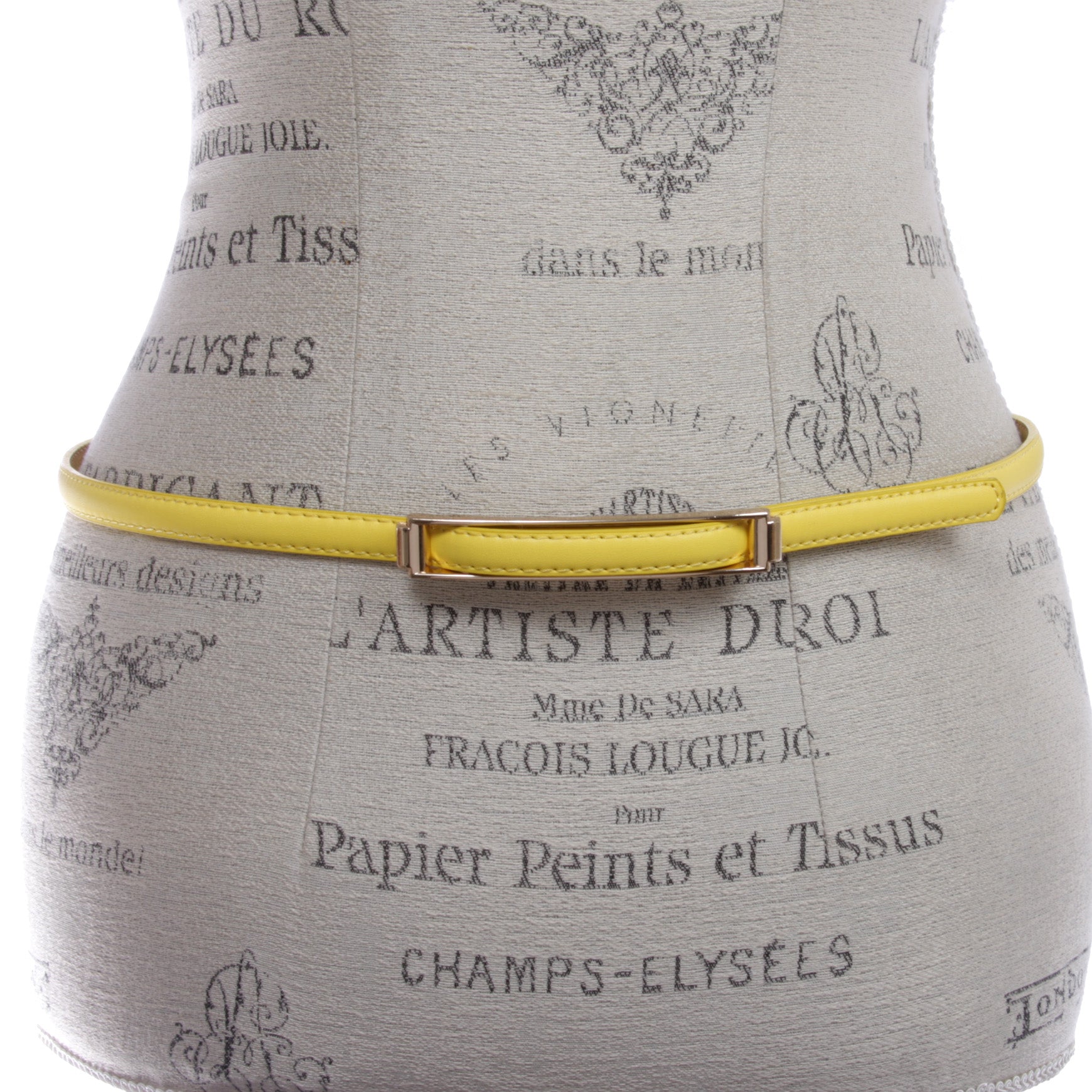 Womens Thin Belts Skinny Faux Leather Stitch Belt with Gold Tone Buckle - OnlineBelts