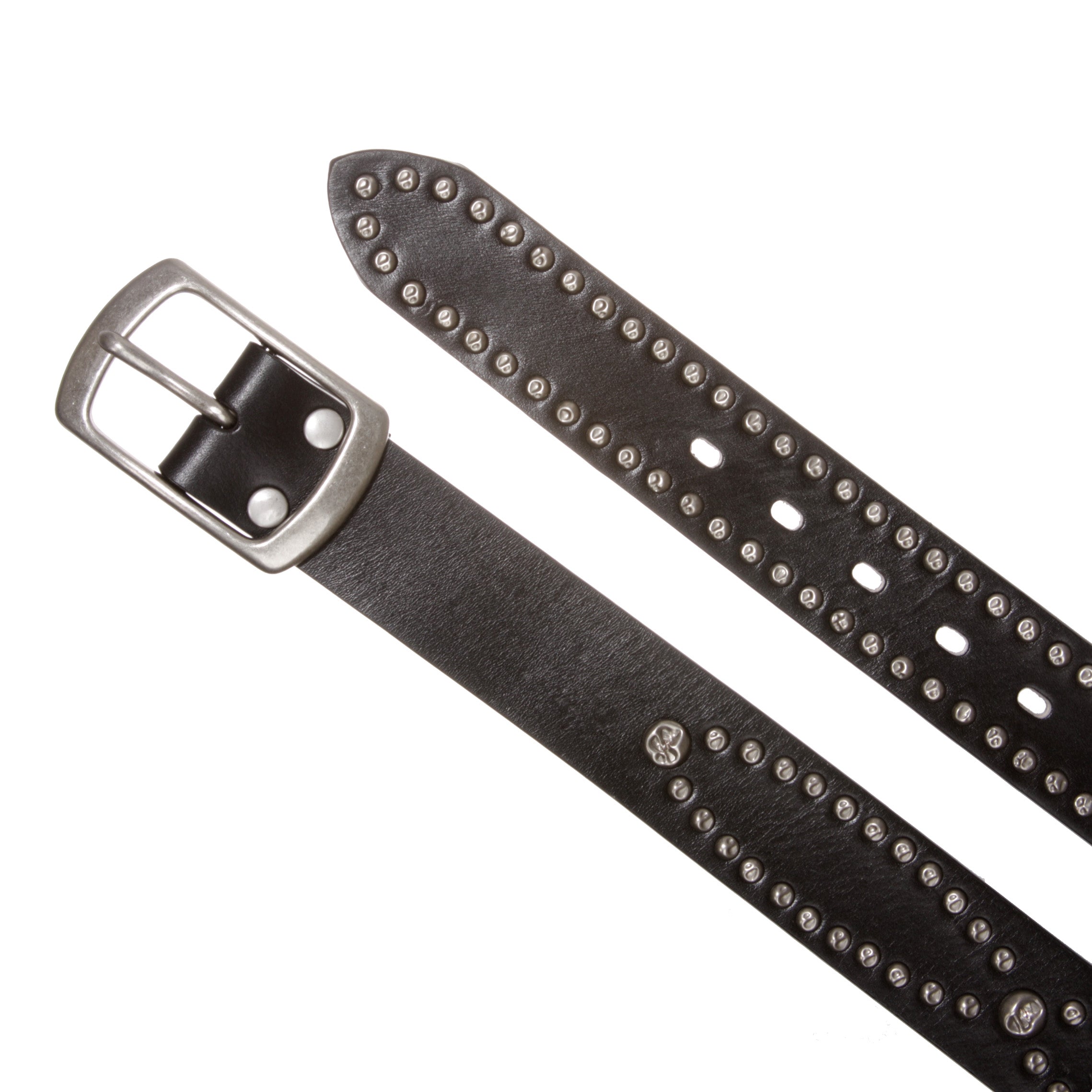 Western Snap on Hammered Rivet Silver Circle Metal Studded Cowhide Leather Belt - OnlineBelts