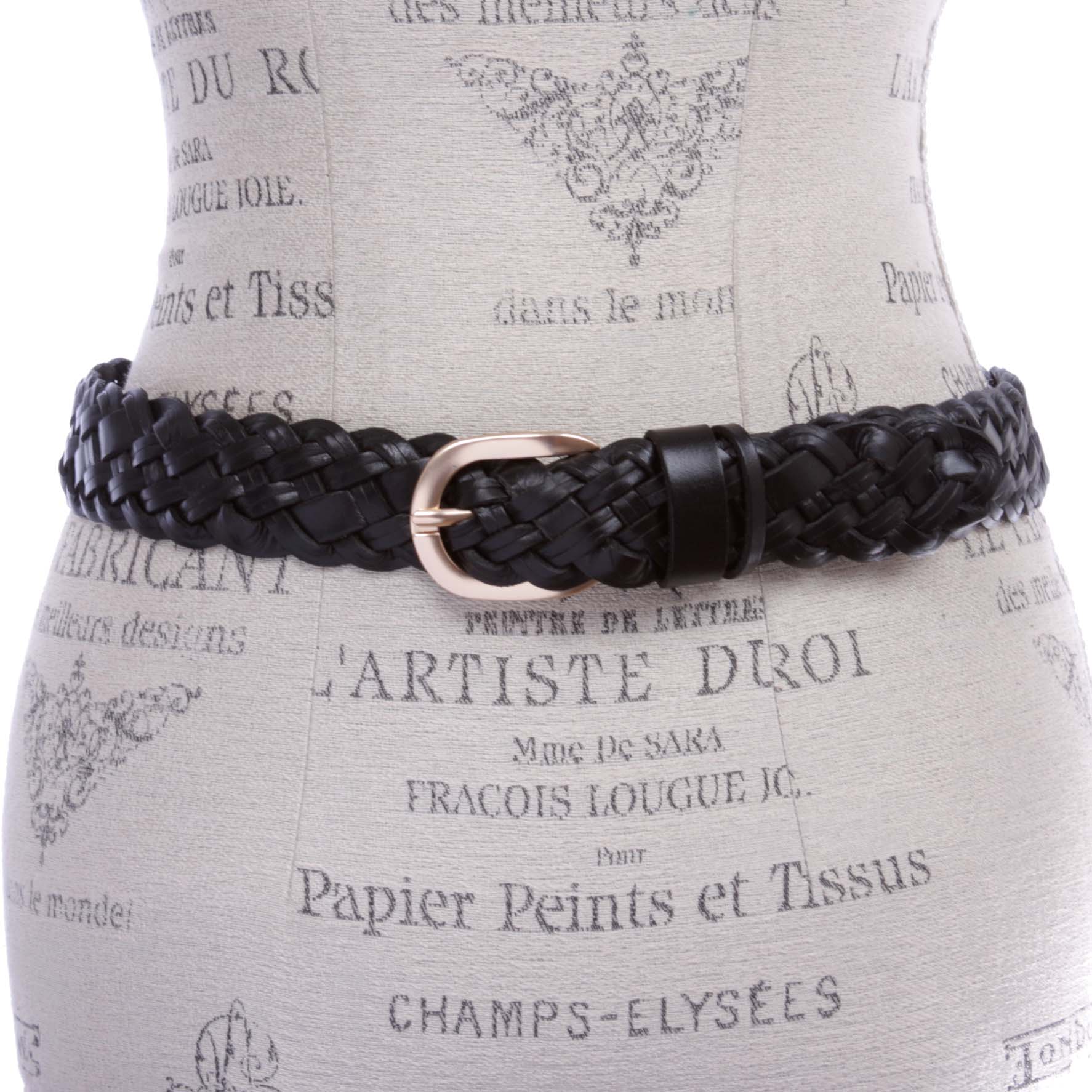 Women's 1 1/2" (38mm) Braided Woven Vintage Cowhide Full Grain Leather Belt - OnlineBelts