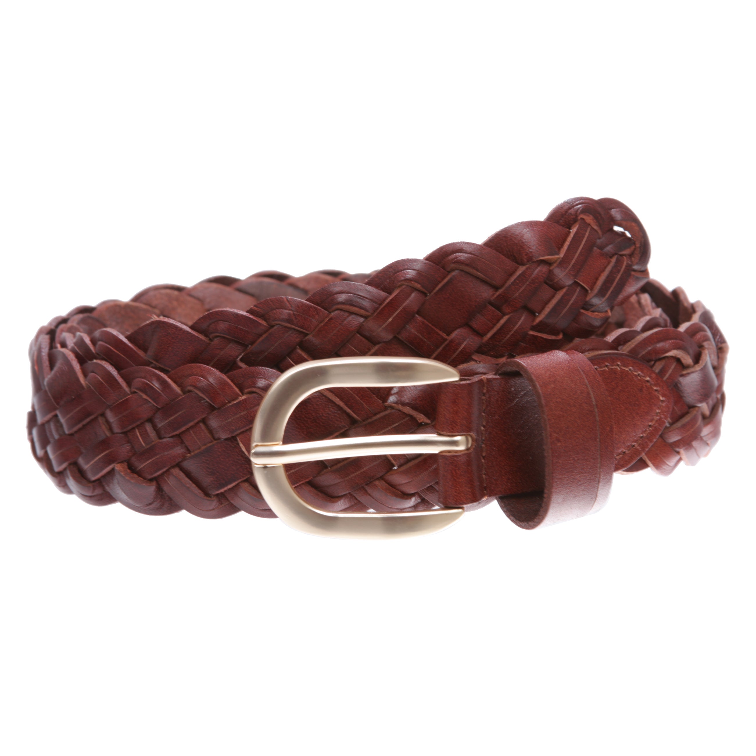 Women's 1 1/2" (38mm) Braided Woven Vintage Cowhide Full Grain Leather Belt - OnlineBelts
