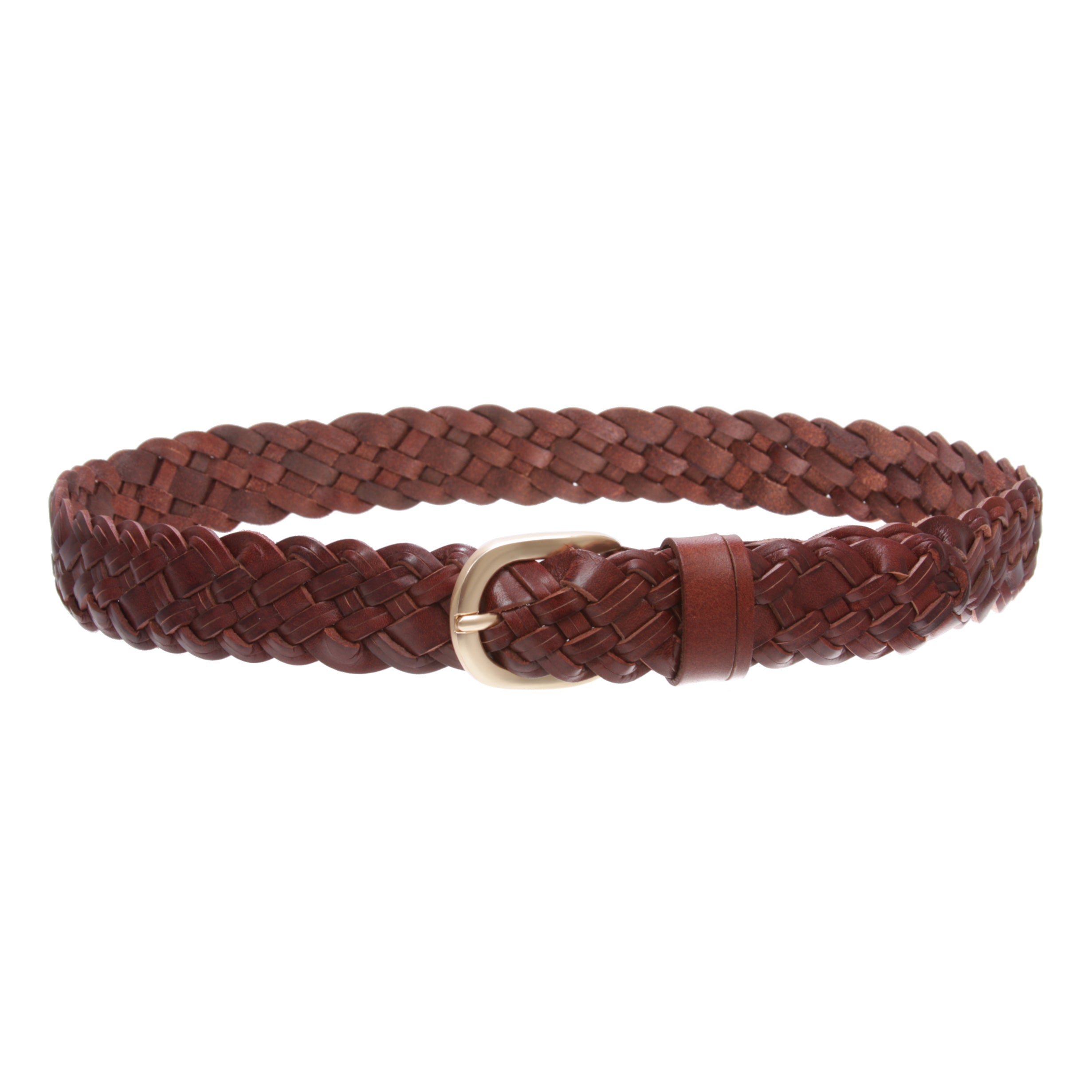 Women's 1 1/2" (38mm) Braided Woven Vintage Cowhide Full Grain Leather Belt - OnlineBelts
