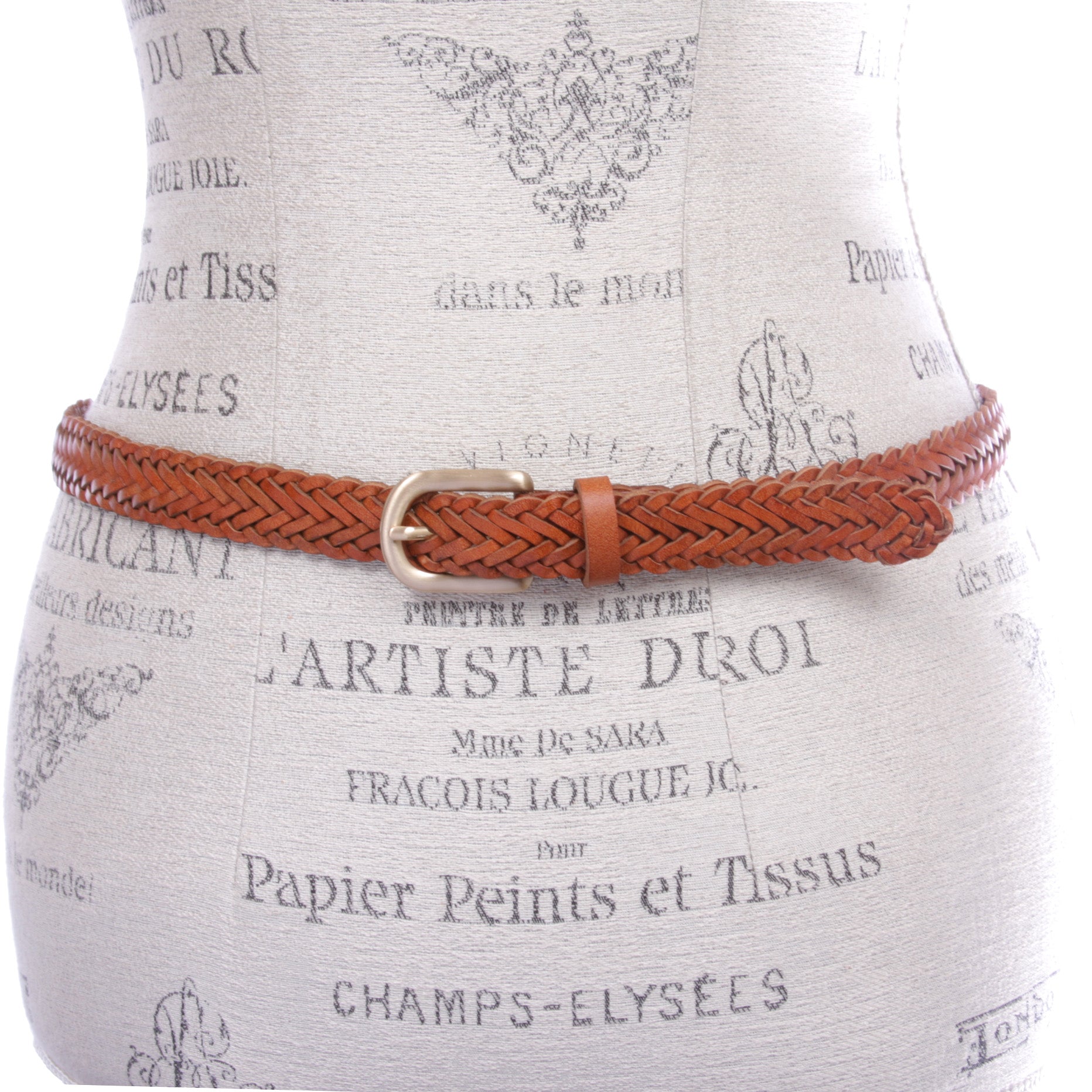 Classic 3/4" (20mm) Skinny Braided Woven Narrow Soft Cowhide Leather Belt - OnlineBelts