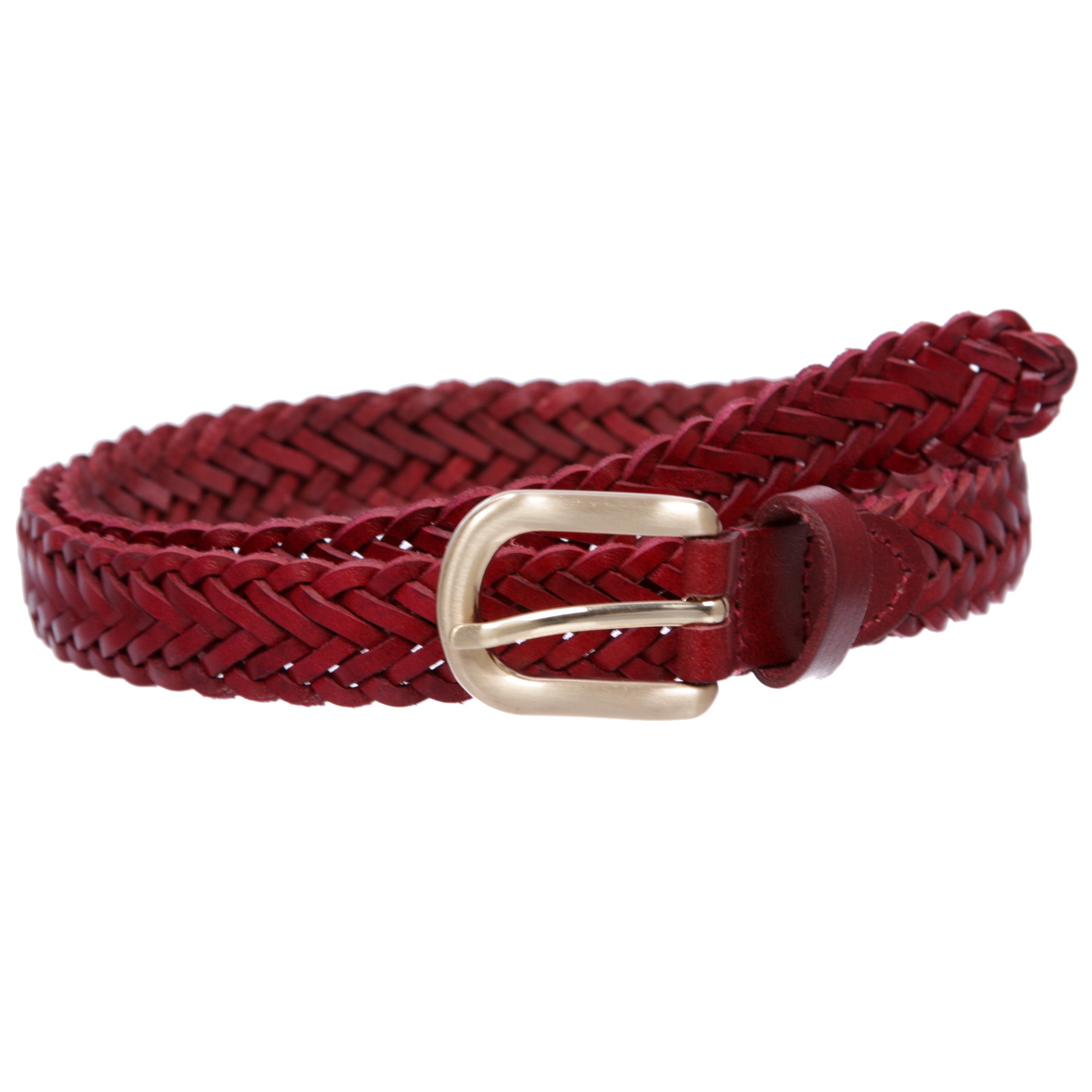 Classic 3/4" (20mm) Skinny Braided Woven Narrow Soft Cowhide Leather Belt - OnlineBelts