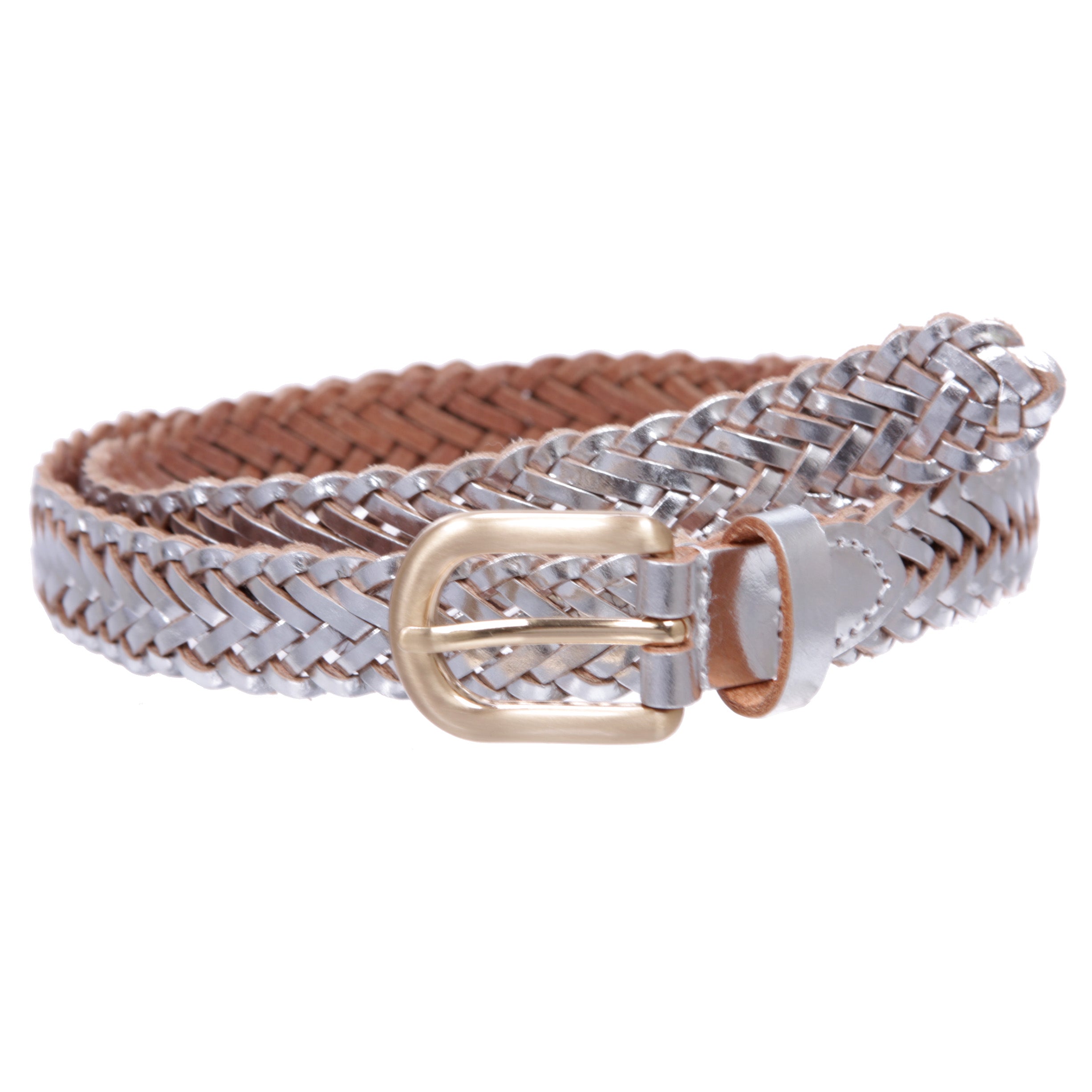 Classic 3/4" (20mm) Skinny Braided Woven Narrow Soft Cowhide Leather Belt - OnlineBelts
