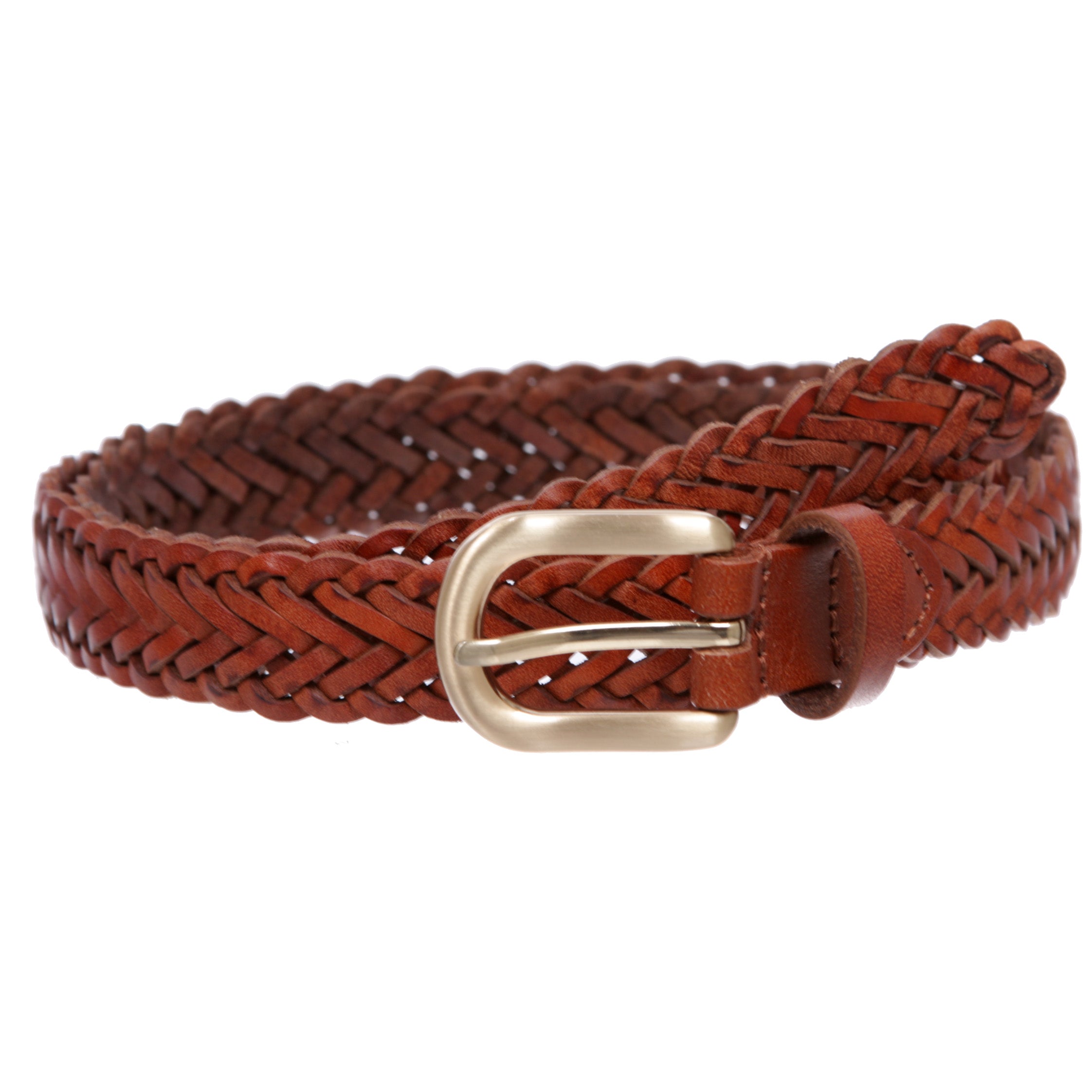 Classic 3/4" (20mm) Skinny Braided Woven Narrow Soft Cowhide Leather Belt - OnlineBelts