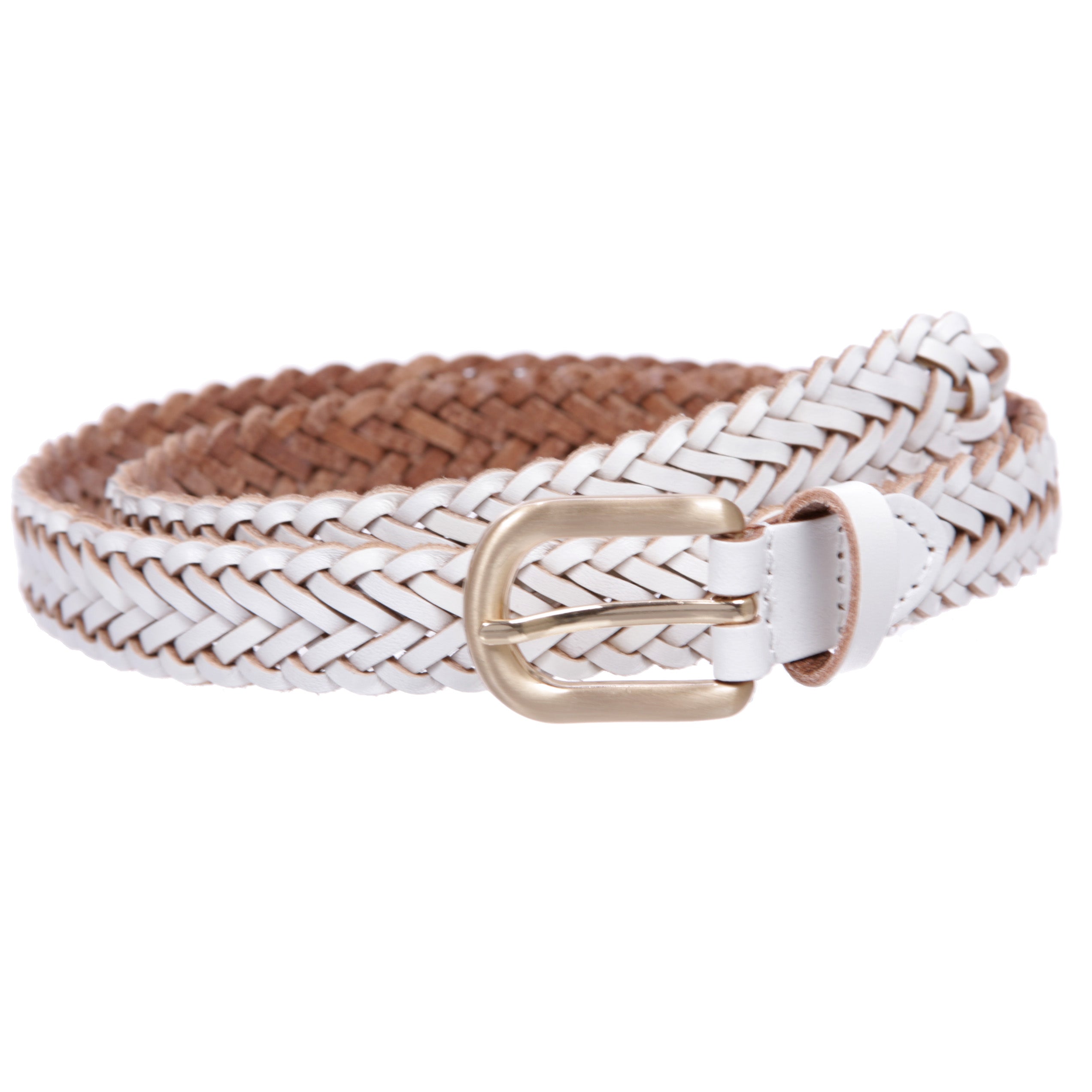 Classic 3/4" (20mm) Skinny Braided Woven Narrow Soft Cowhide Leather Belt - OnlineBelts