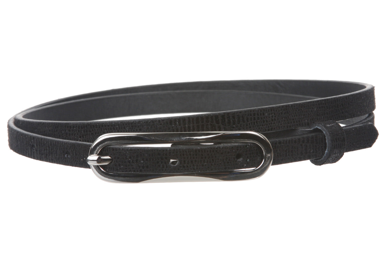 Ladies Non leather Lizard Print Skinny Belt - OnlineBelts