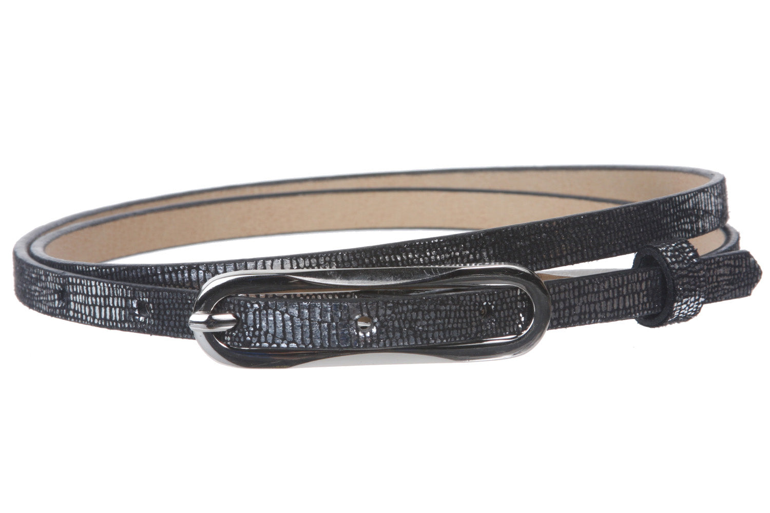 Ladies Non leather Lizard Print Skinny Belt - OnlineBelts