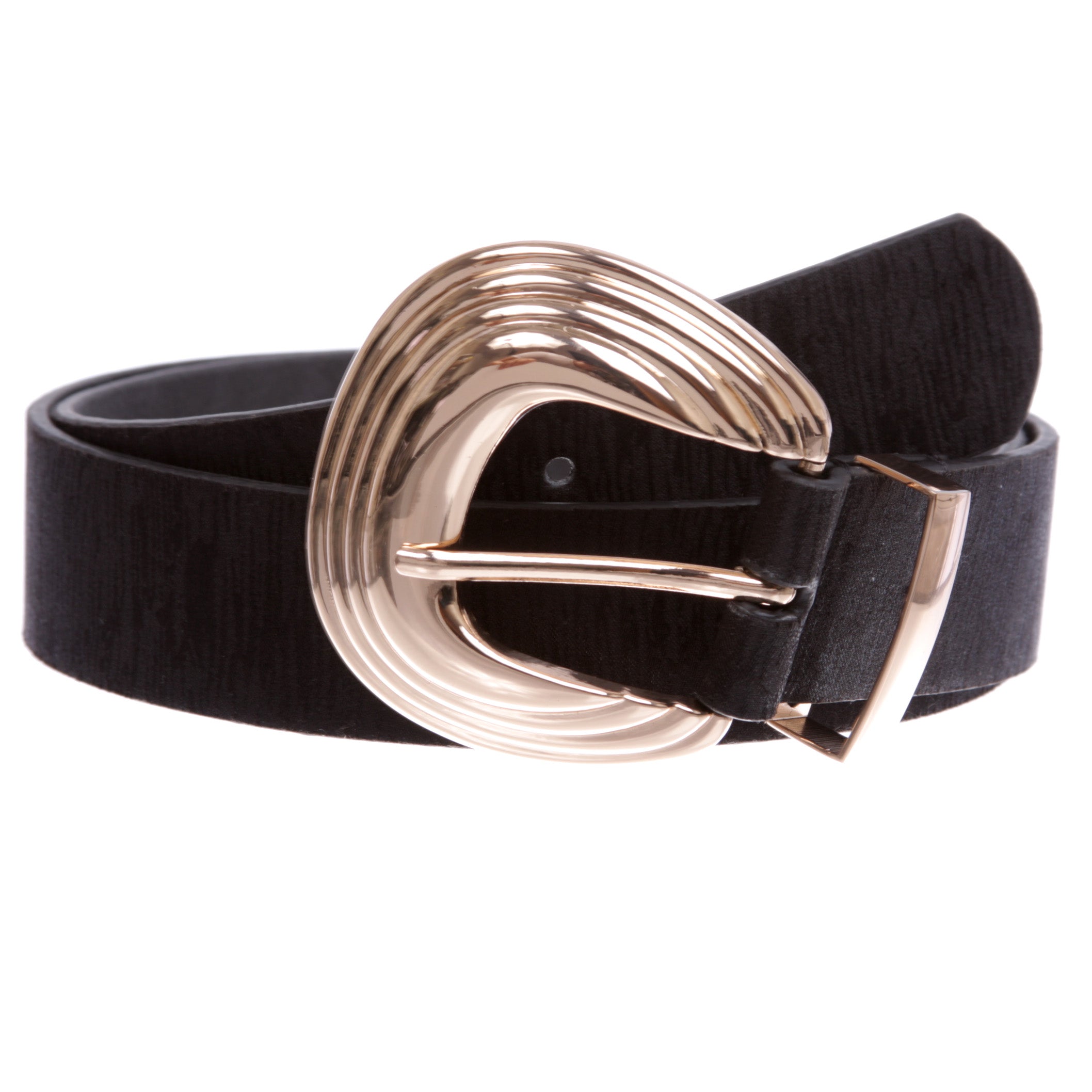 Womens Gold Accent Shell Buckle Shimmer Leather Belt - OnlineBelts