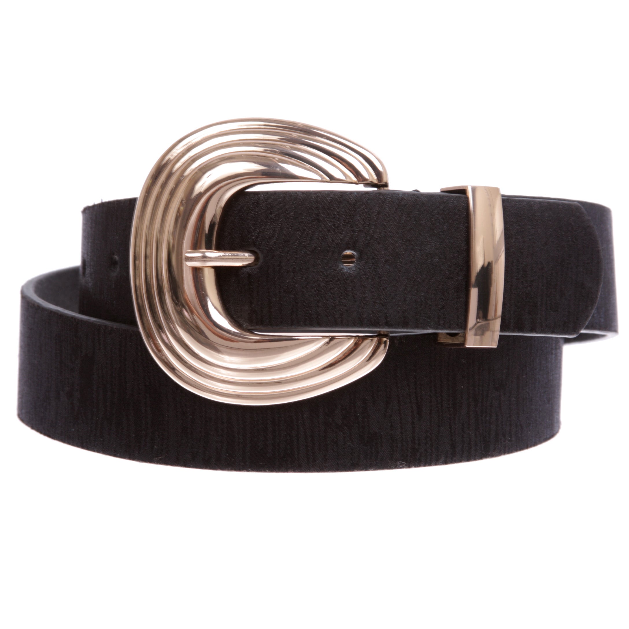Womens Gold Accent Shell Buckle Shimmer Leather Belt - OnlineBelts