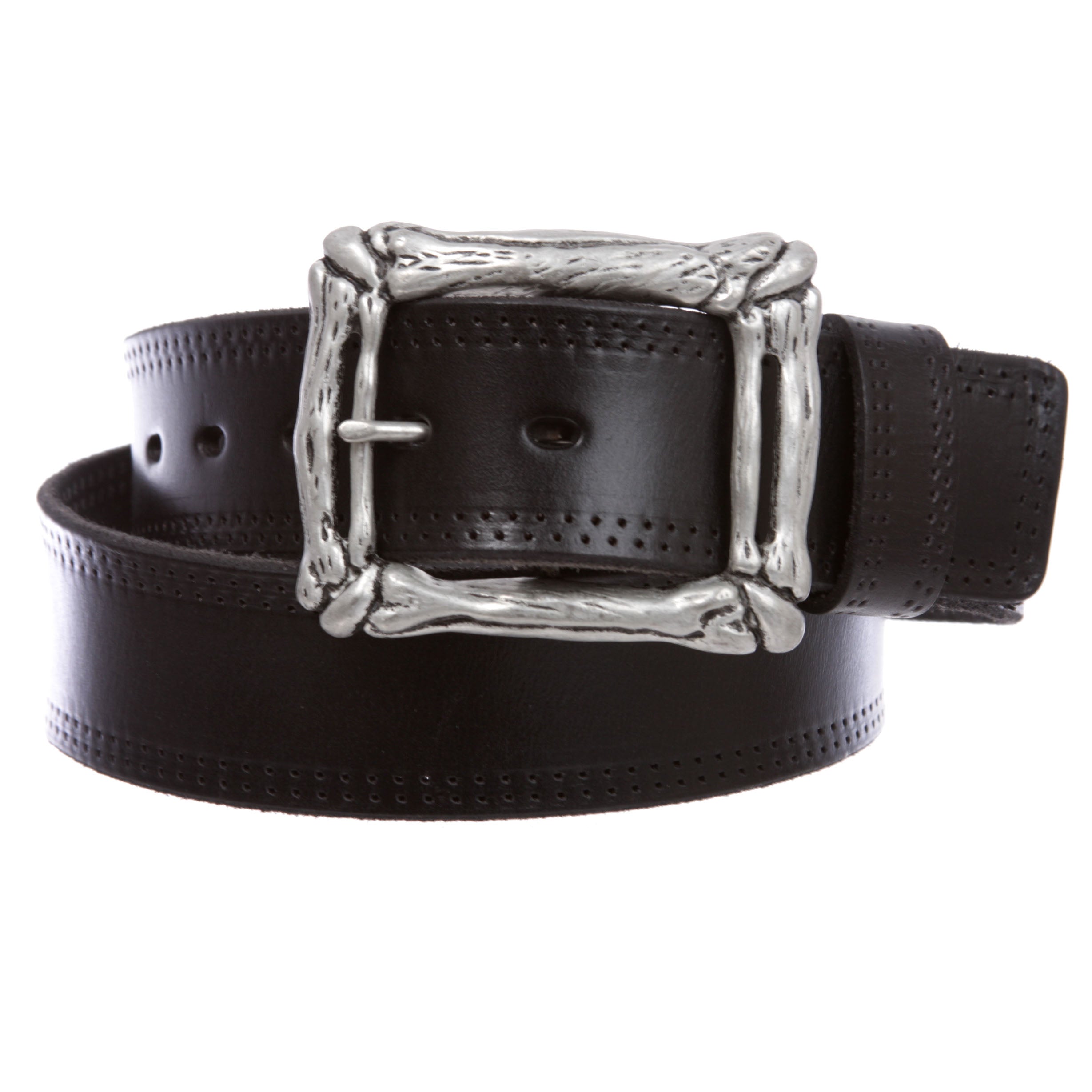 1 3/4" Snap on Cowboy Curved Bone Vintage Cowhide Thick Leather Casual Jean Belt - OnlineBelts