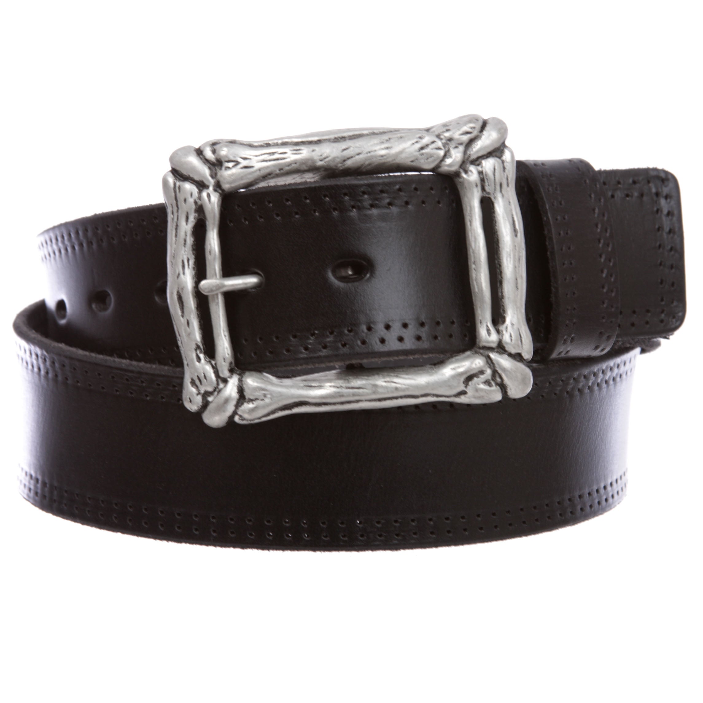 1 3/4" Snap on Cowboy Curved Bone Vintage Cowhide Thick Leather Casual Jean Belt - OnlineBelts