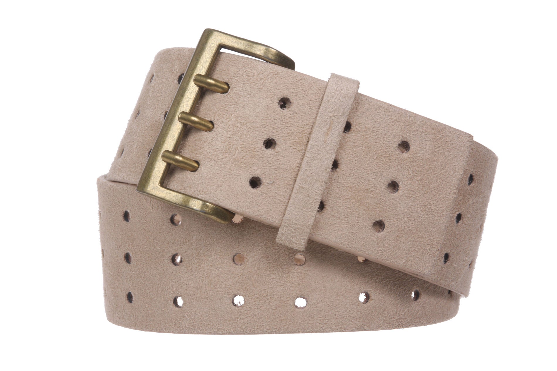 Ladies 2 1/4" Wide Triple Holes Contour Suede Leather Belt - OnlineBelts