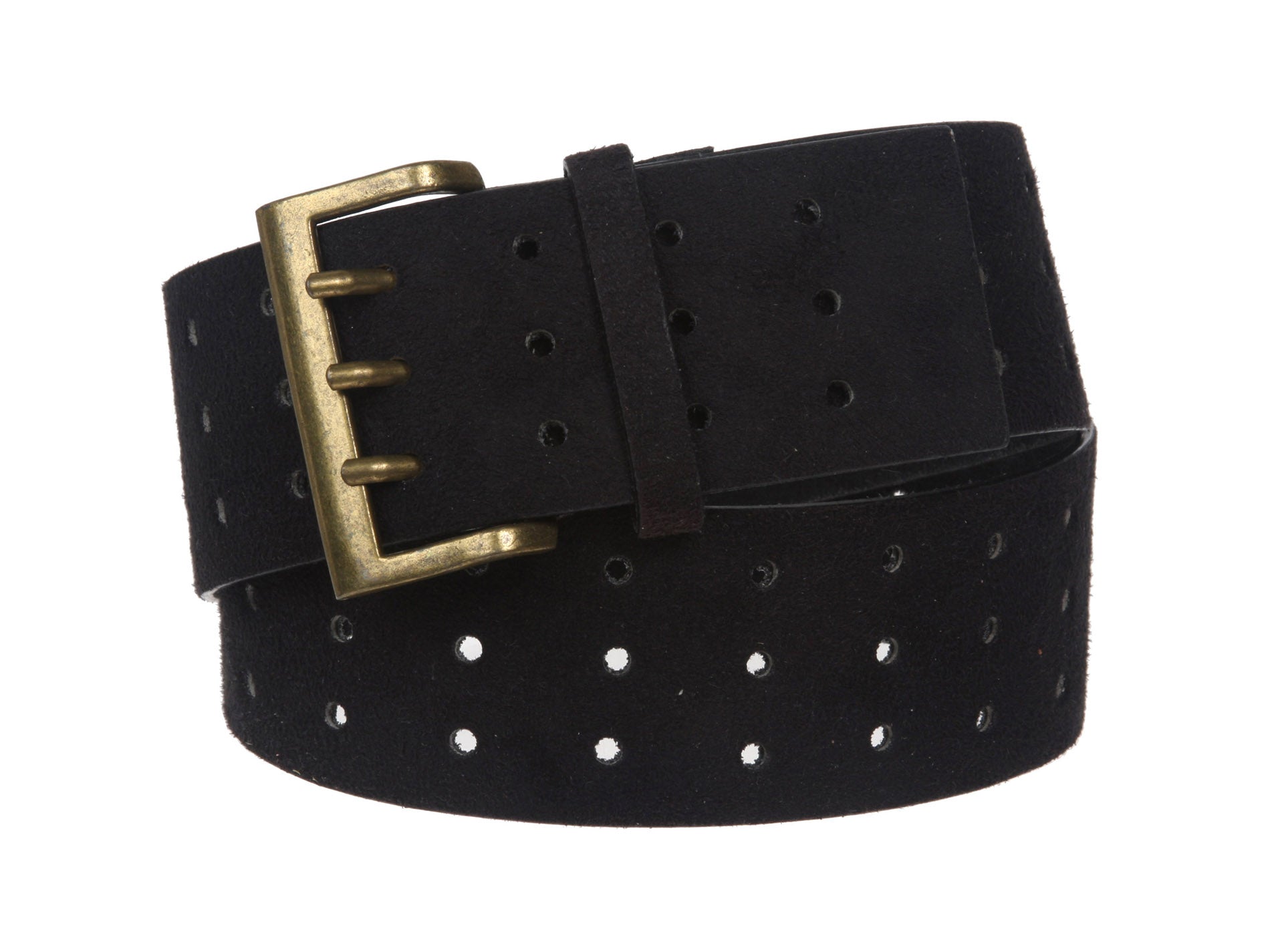 Ladies 2 1/4" Wide Triple Holes Contour Suede Leather Belt - OnlineBelts