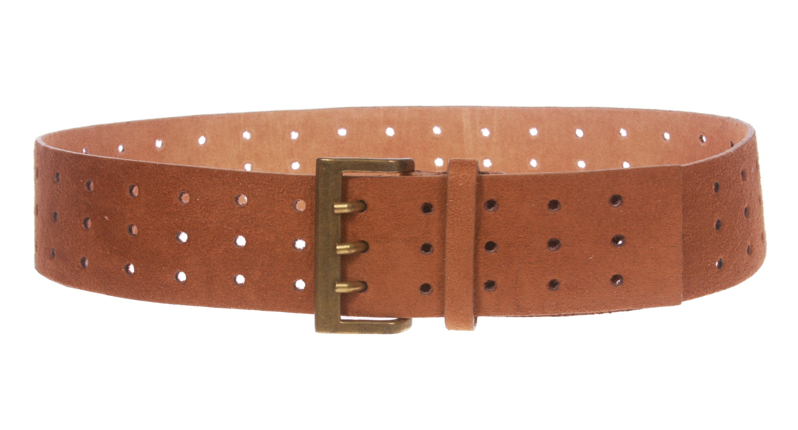 Ladies 2 1/4" Wide Triple Holes Contour Suede Leather Belt - OnlineBelts