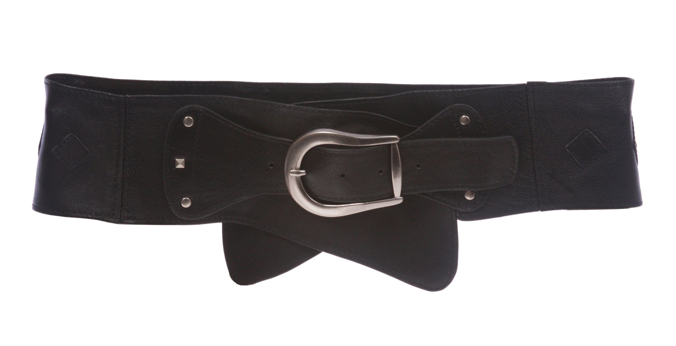 Women's 3 1/2" Wide Contour Studded Sheepskin Lamb Leather Sash Belt - OnlineBelts