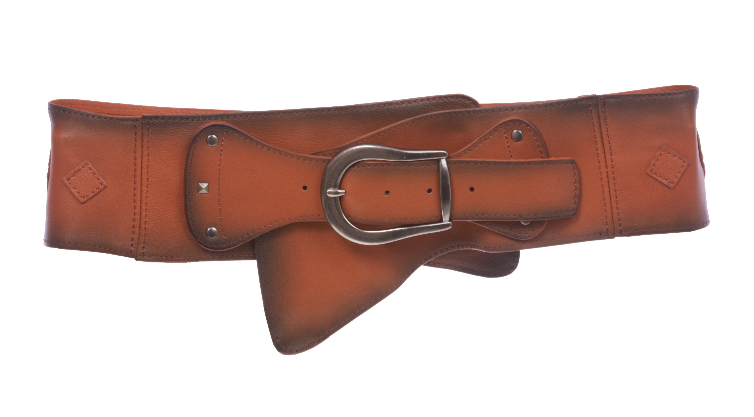 Women's 3 1/2" Wide Contour Studded Sheepskin Lamb Leather Sash Belt - OnlineBelts