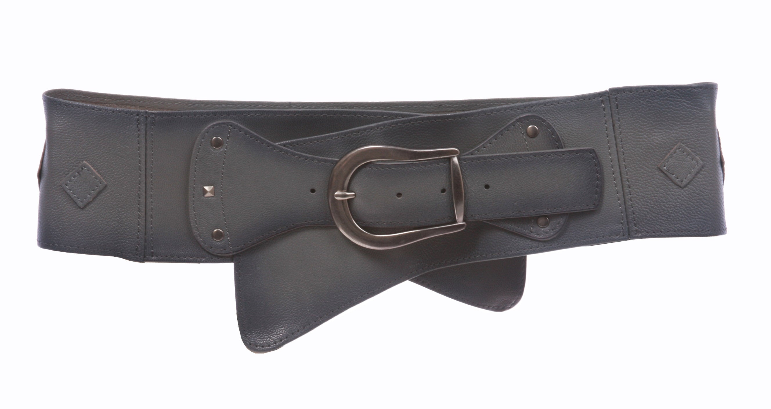 Women's 3 1/2" Wide Contour Studded Sheepskin Lamb Leather Sash Belt - OnlineBelts