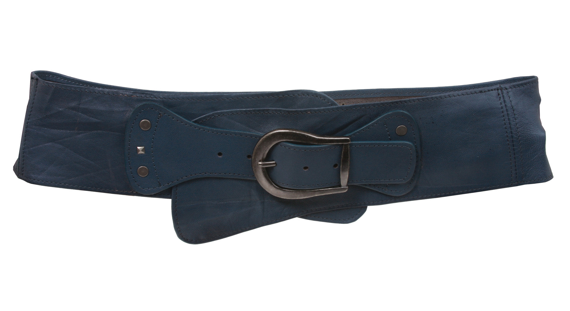 Women's 3 1/2" Wide Contour Studded Sheepskin Lamb Leather Sash Belt - OnlineBelts