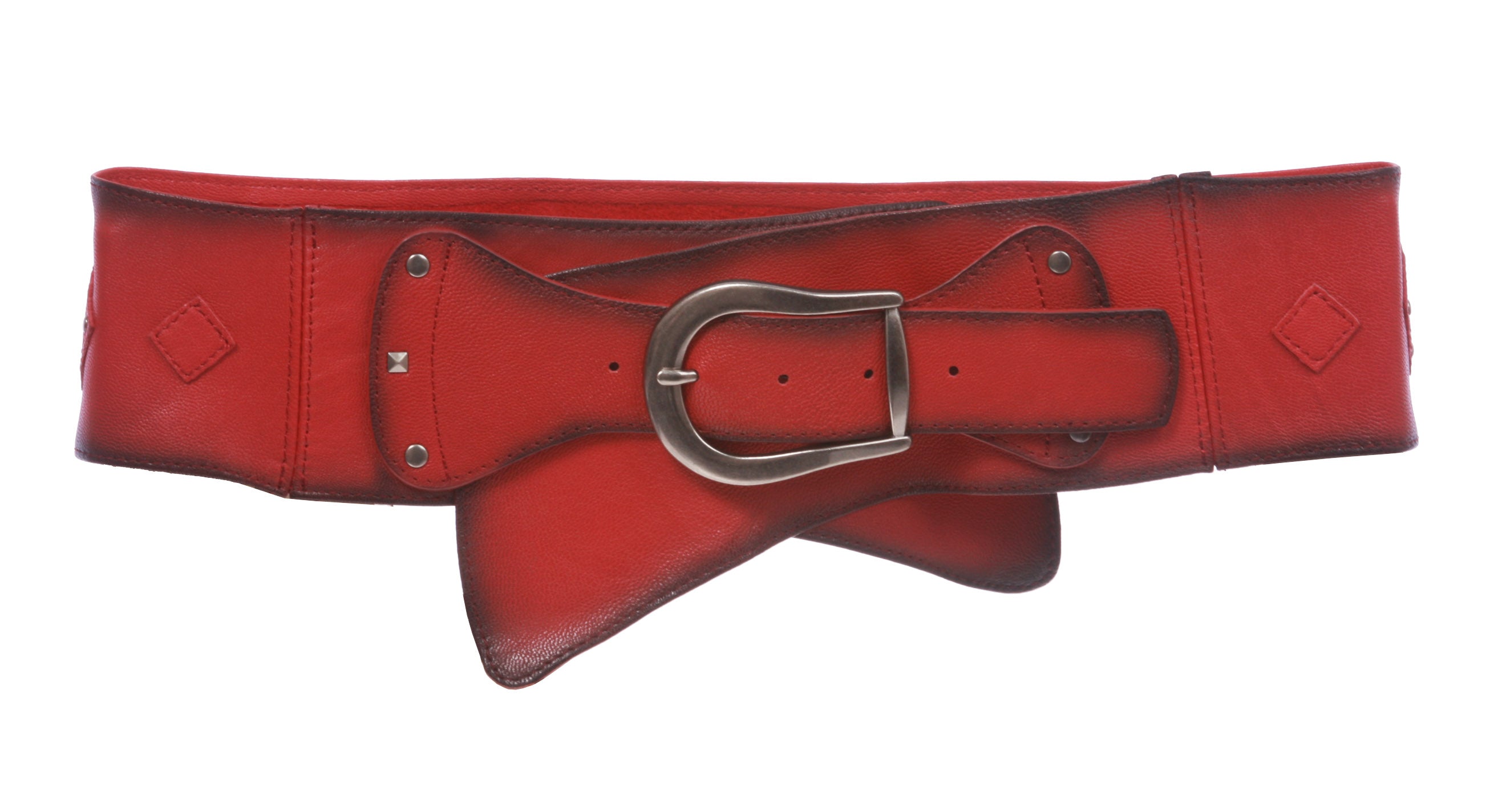 Women's 3 1/2" Wide Contour Studded Sheepskin Lamb Leather Sash Belt - OnlineBelts