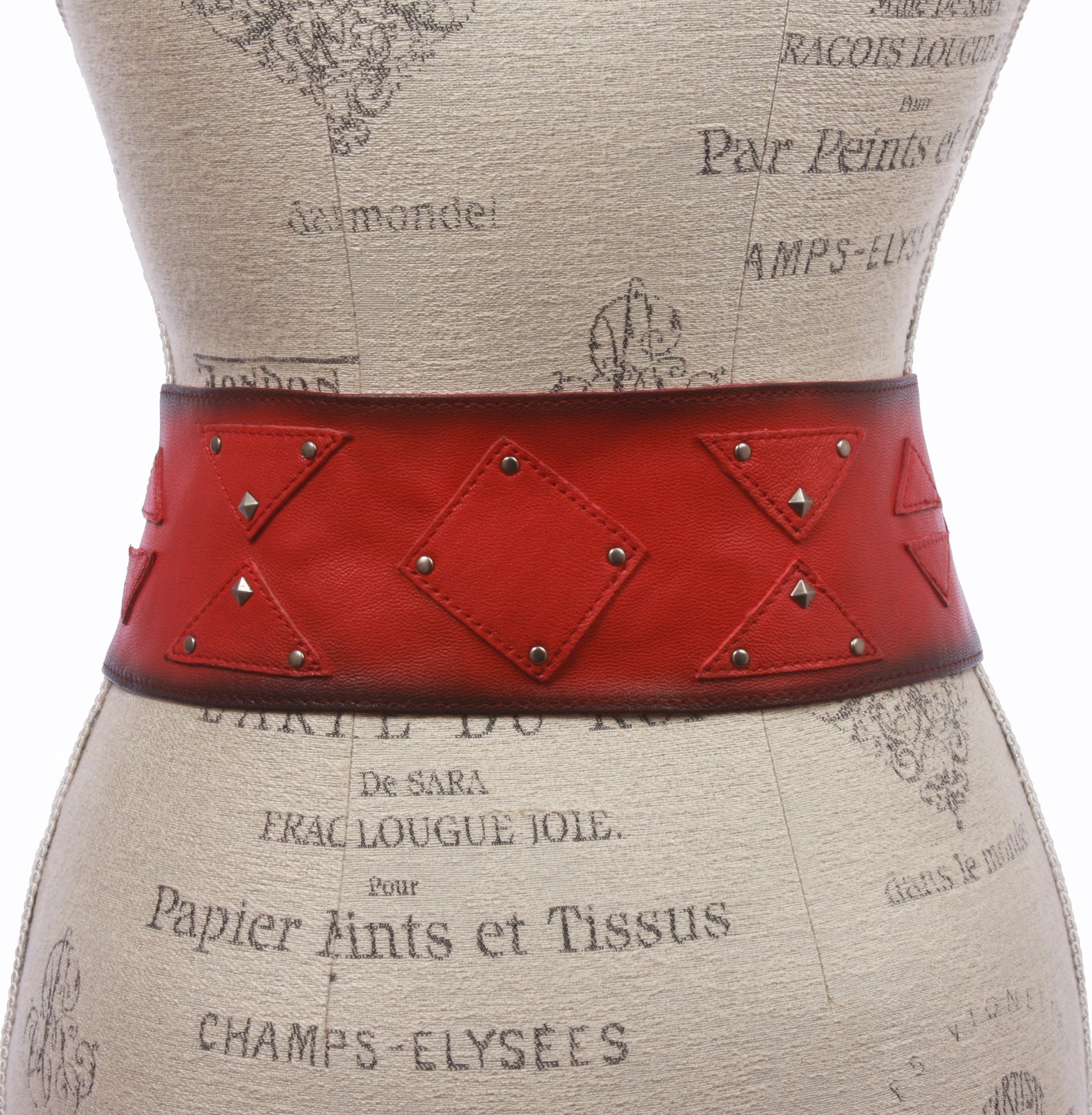 Women's 3 1/2" Wide Contour Studded Sheepskin Lamb Leather Sash Belt - OnlineBelts