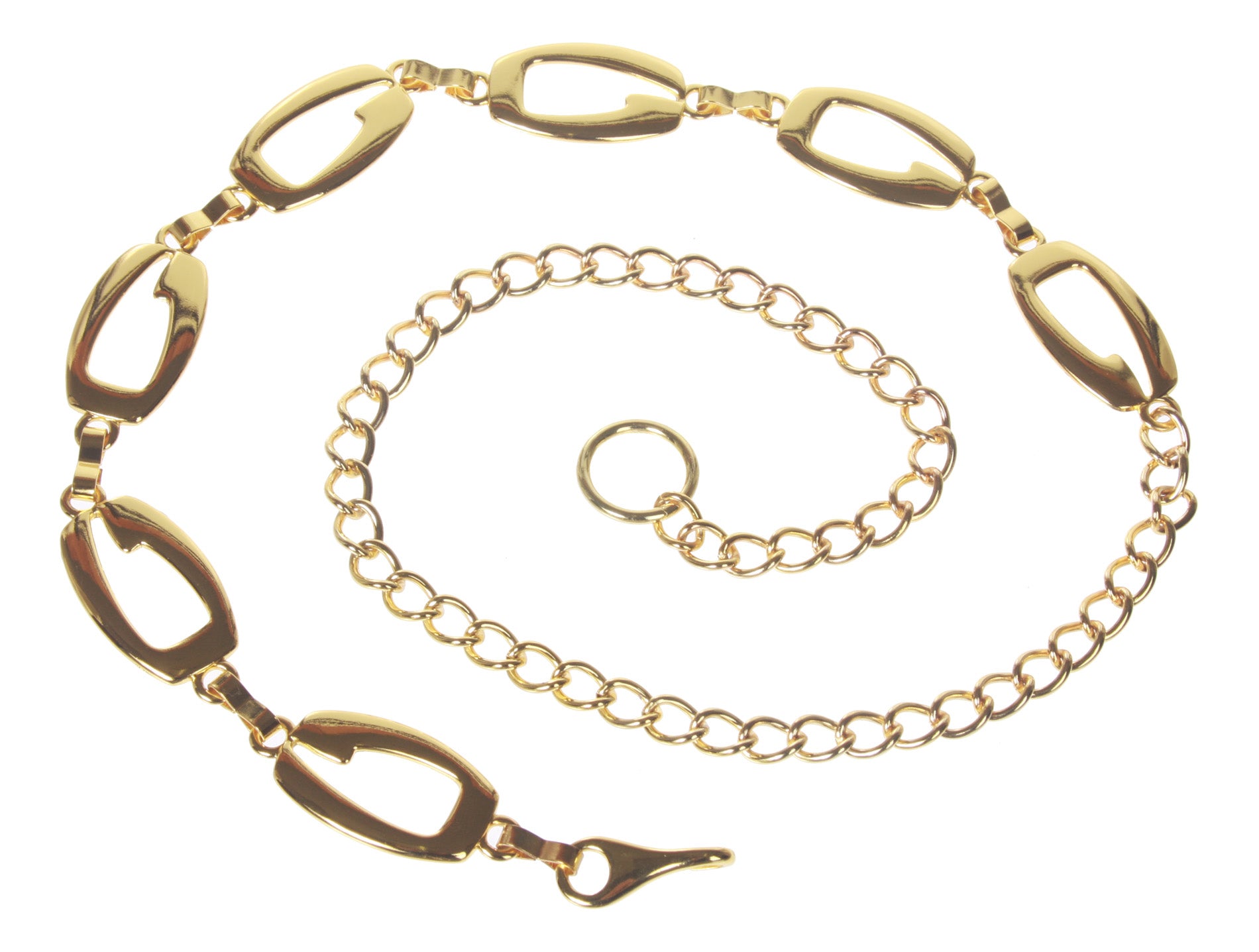 1" Wide Ladies Fashion Oval Metal Chain Belt - OnlineBelts