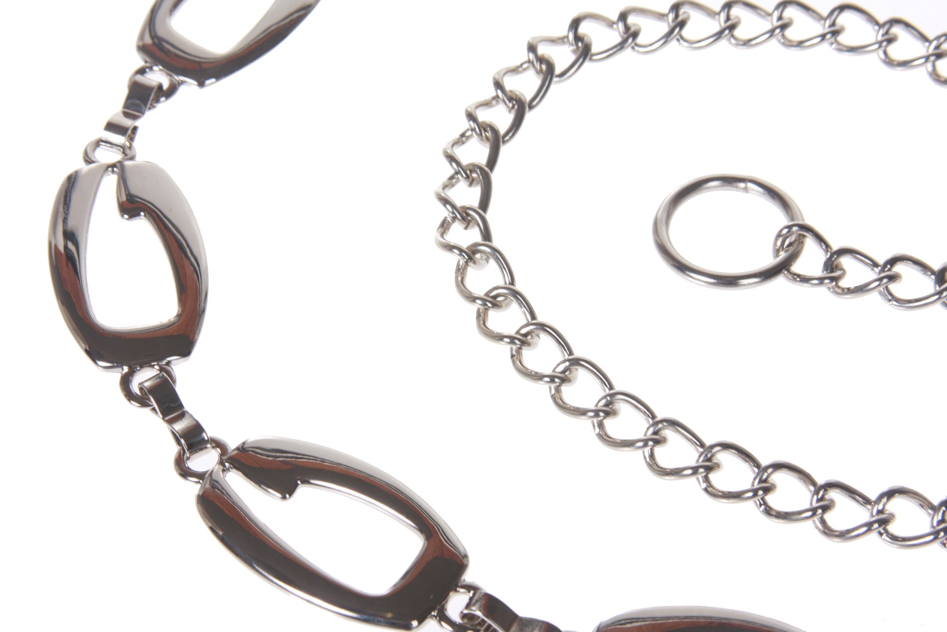 1" Wide Ladies Fashion Oval Metal Chain Belt - OnlineBelts