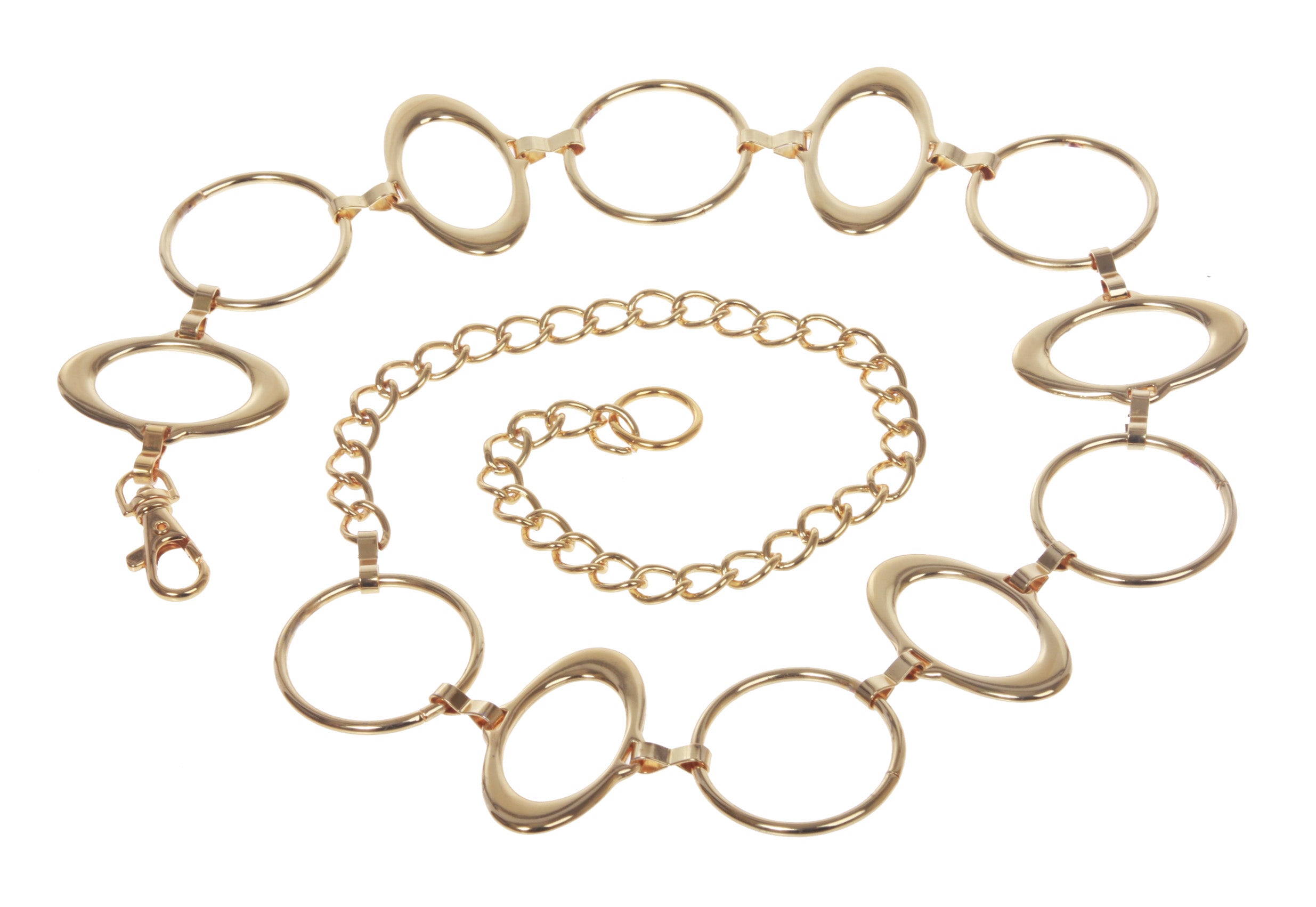 Ladies Metal Oval Circle Chain Belt - OnlineBelts