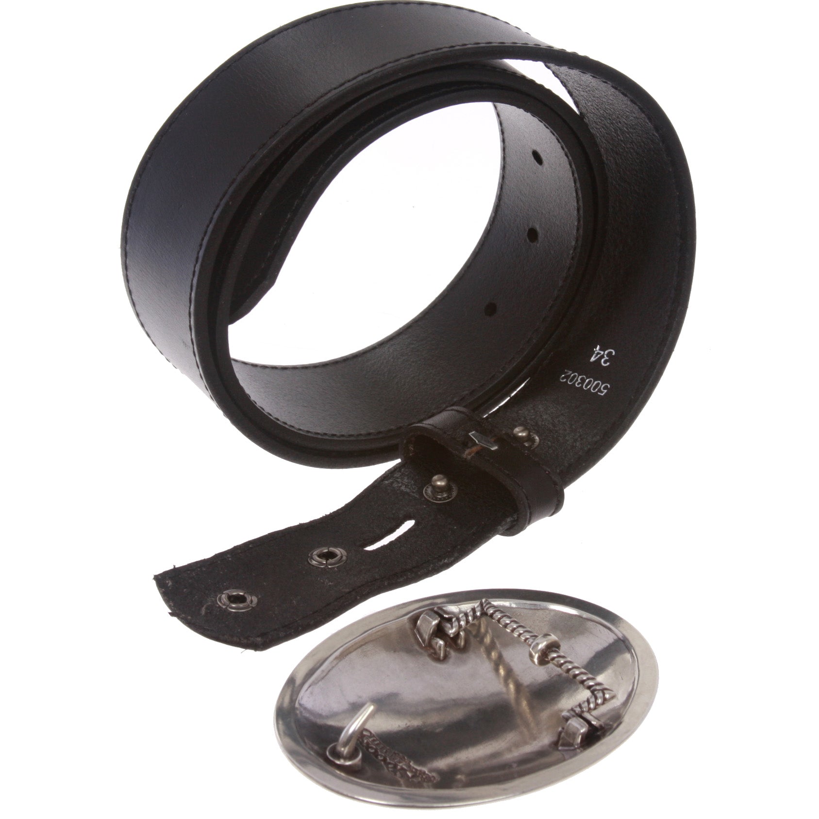 Snap on 1 1/2" Western Oval Eagle Leather Belt - OnlineBelts