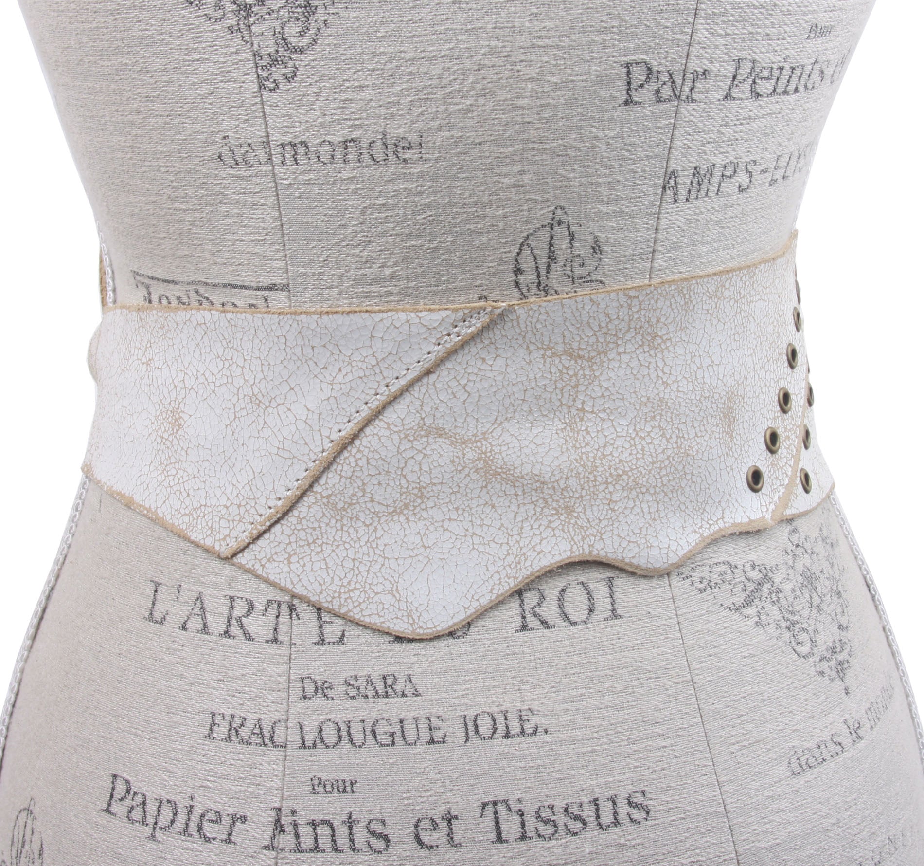 3" Wide Sash Genuine Vintage Crack Print Distressed Leather Belt w/ Double Circle Brass Buckle - OnlineBelts