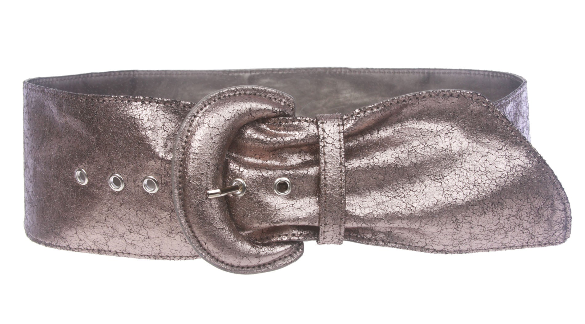 Women's Wide High Waist Metallic Crack Print Tapered Sash Belt