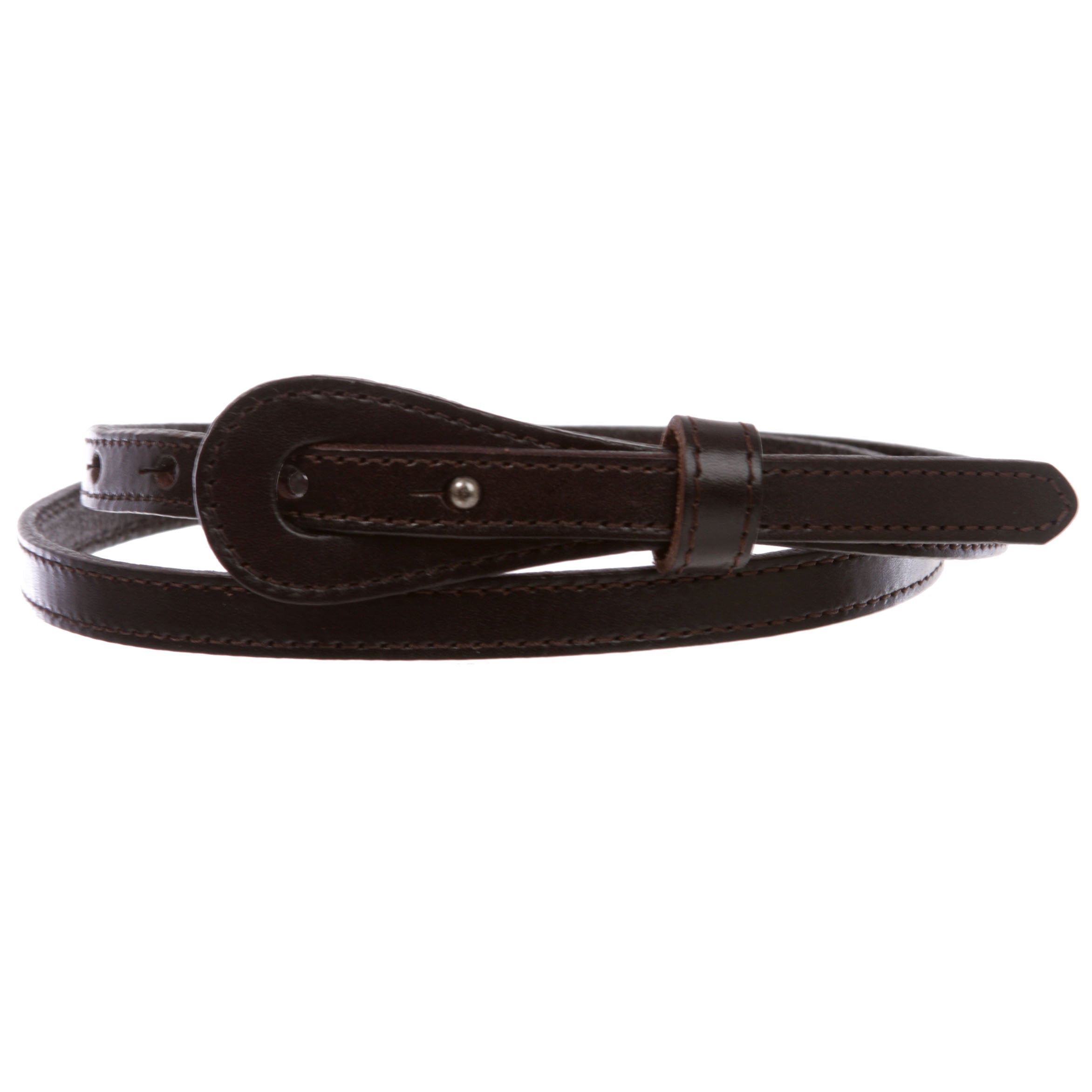 Women's 1/2" (13 mm) Skinny Edge Stitch Plain Leather Dress Belt - OnlineBelts