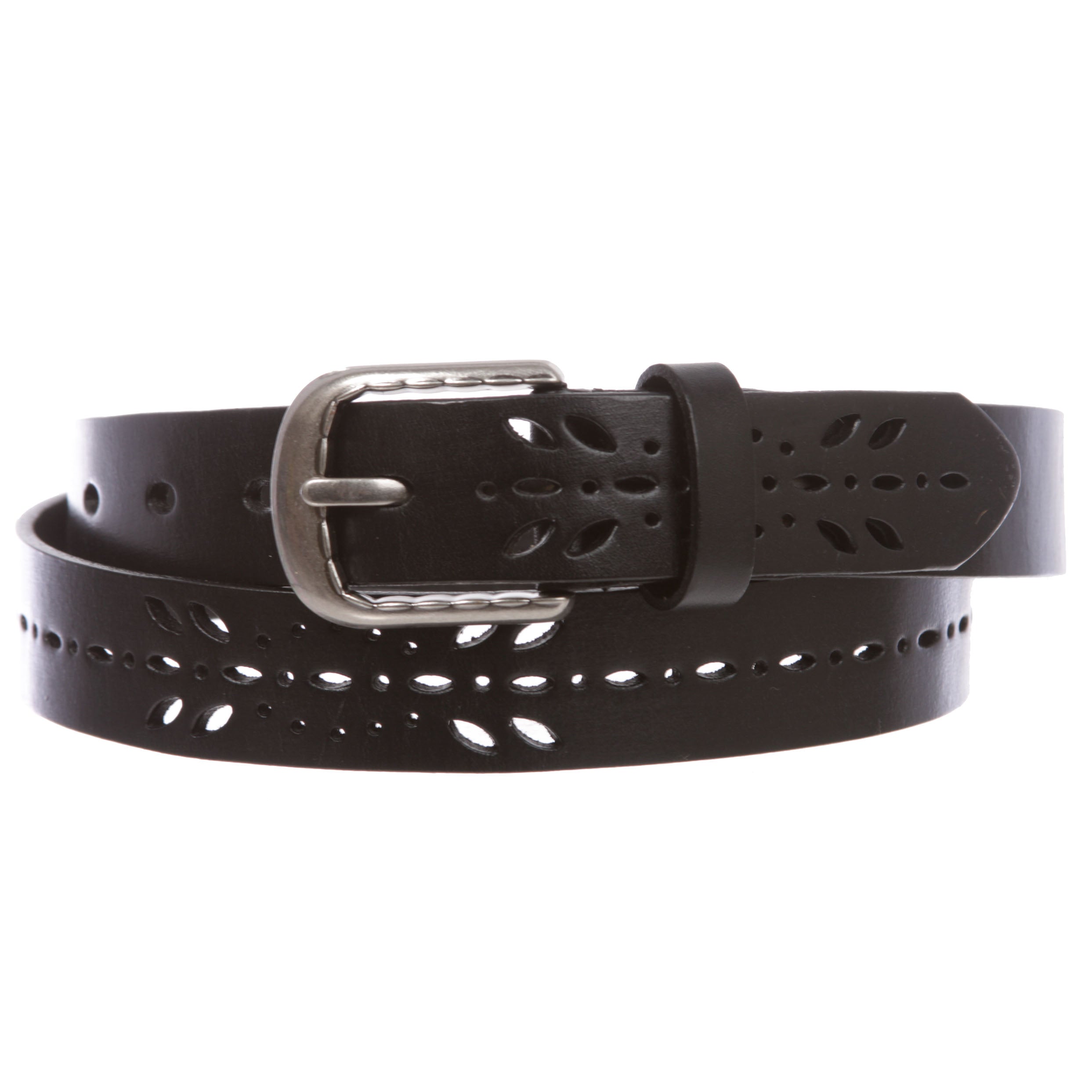 Women's 1 1/8" (28 mm) Perforated Cowhide Full Grain Leather Casual Jean Belt - OnlineBelts