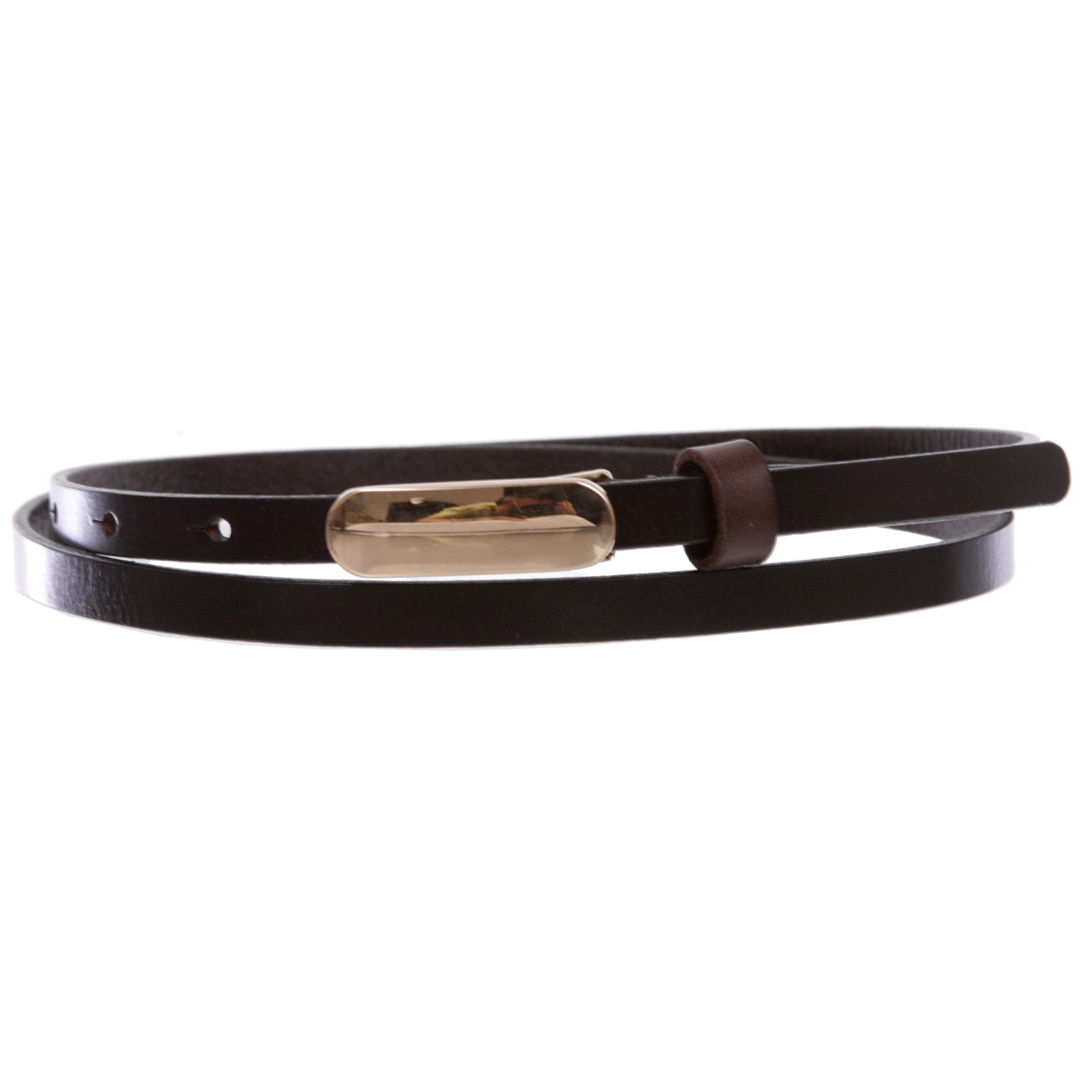 Women's 3/8" (10 mm) Skinny Plain Solid Real Leather Dress Belt - OnlineBelts