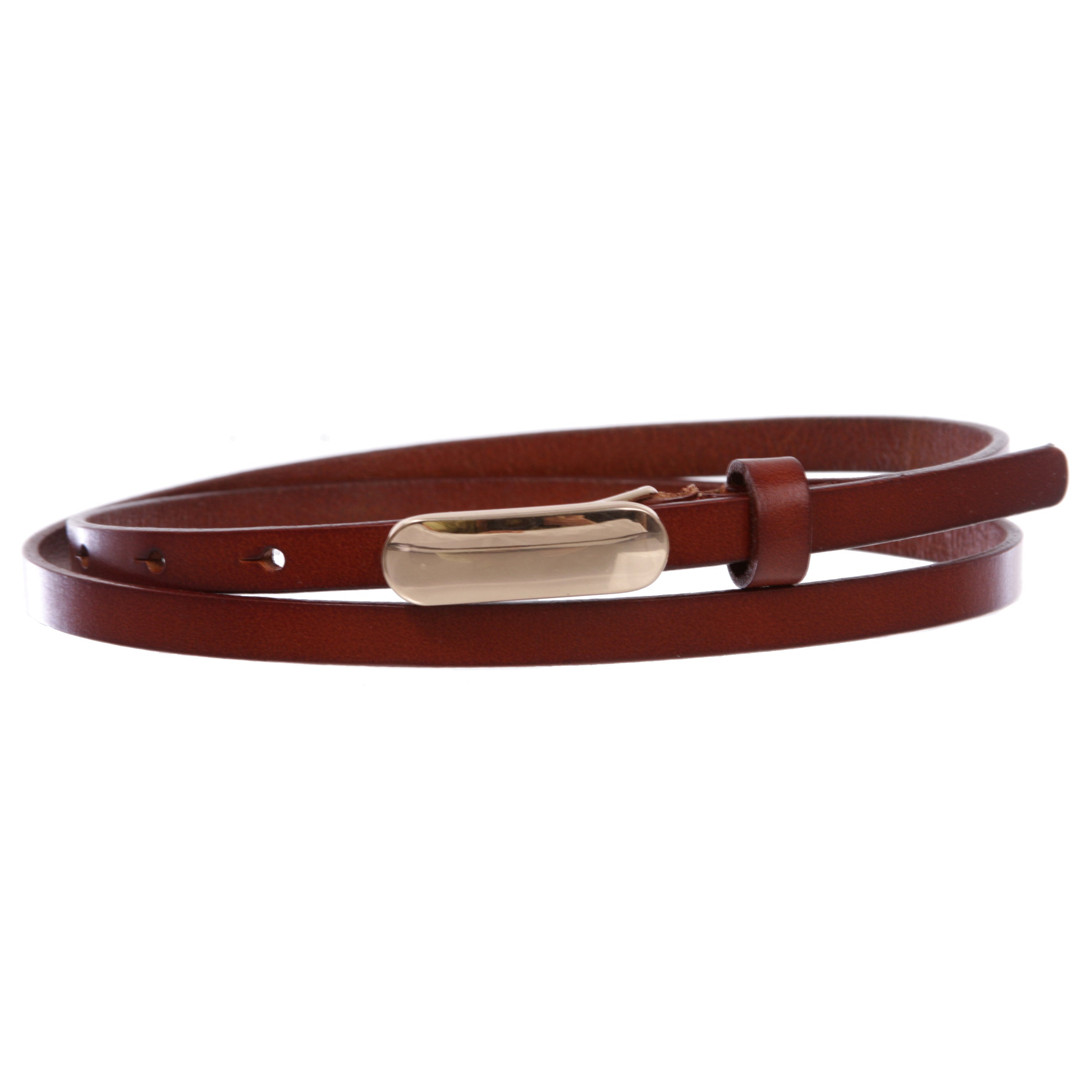 Women's 3/8" (10 mm) Skinny Plain Solid Real Leather Dress Belt - OnlineBelts