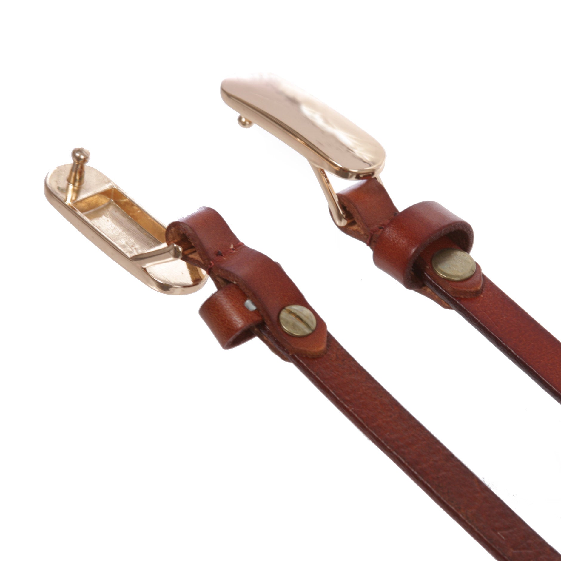 Women's 3/8" (10 mm) Skinny Plain Solid Real Leather Dress Belt - OnlineBelts