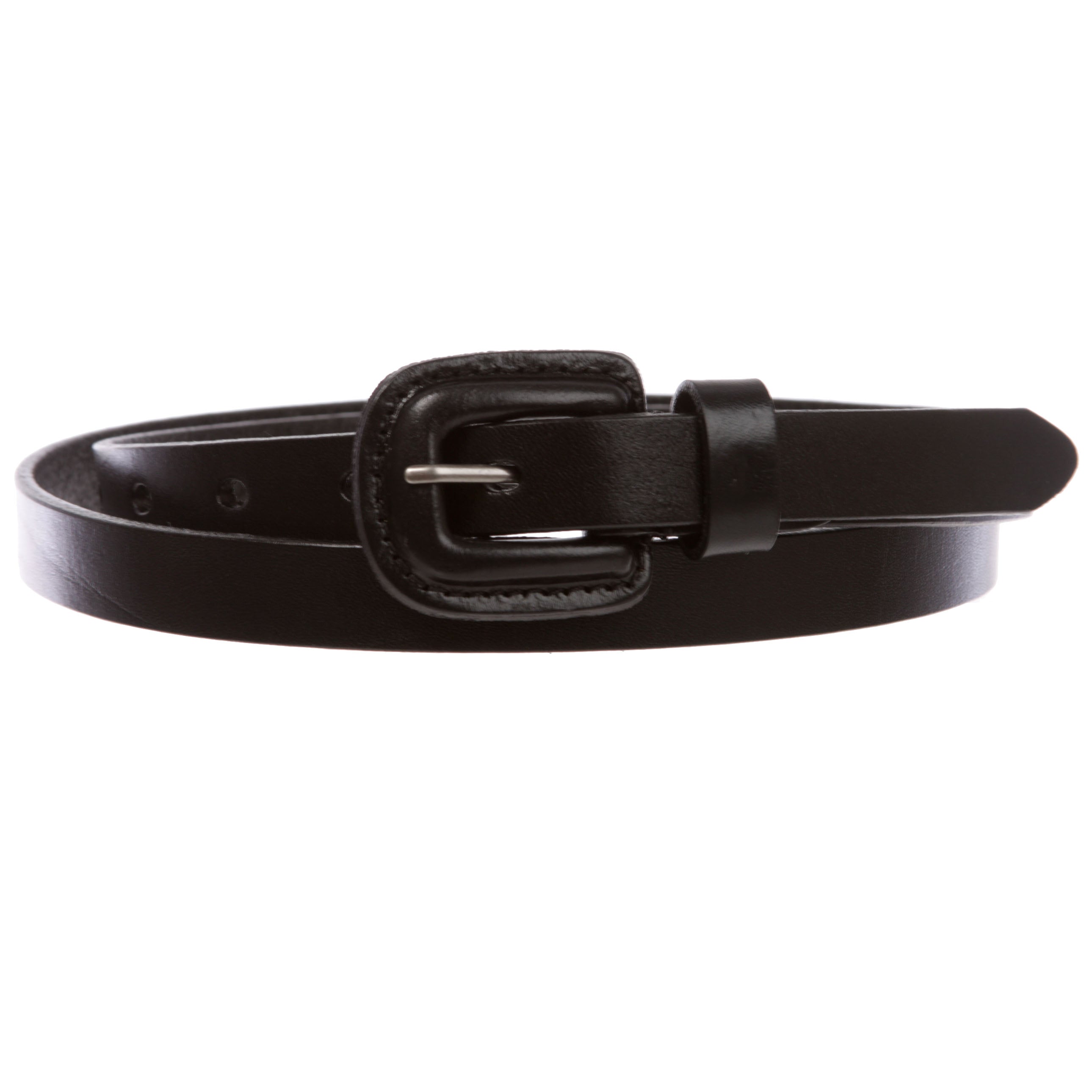 Women's 5/8" (18 mm) Self Covered Skinny Plain Solid Real Leather Dress Belt - OnlineBelts