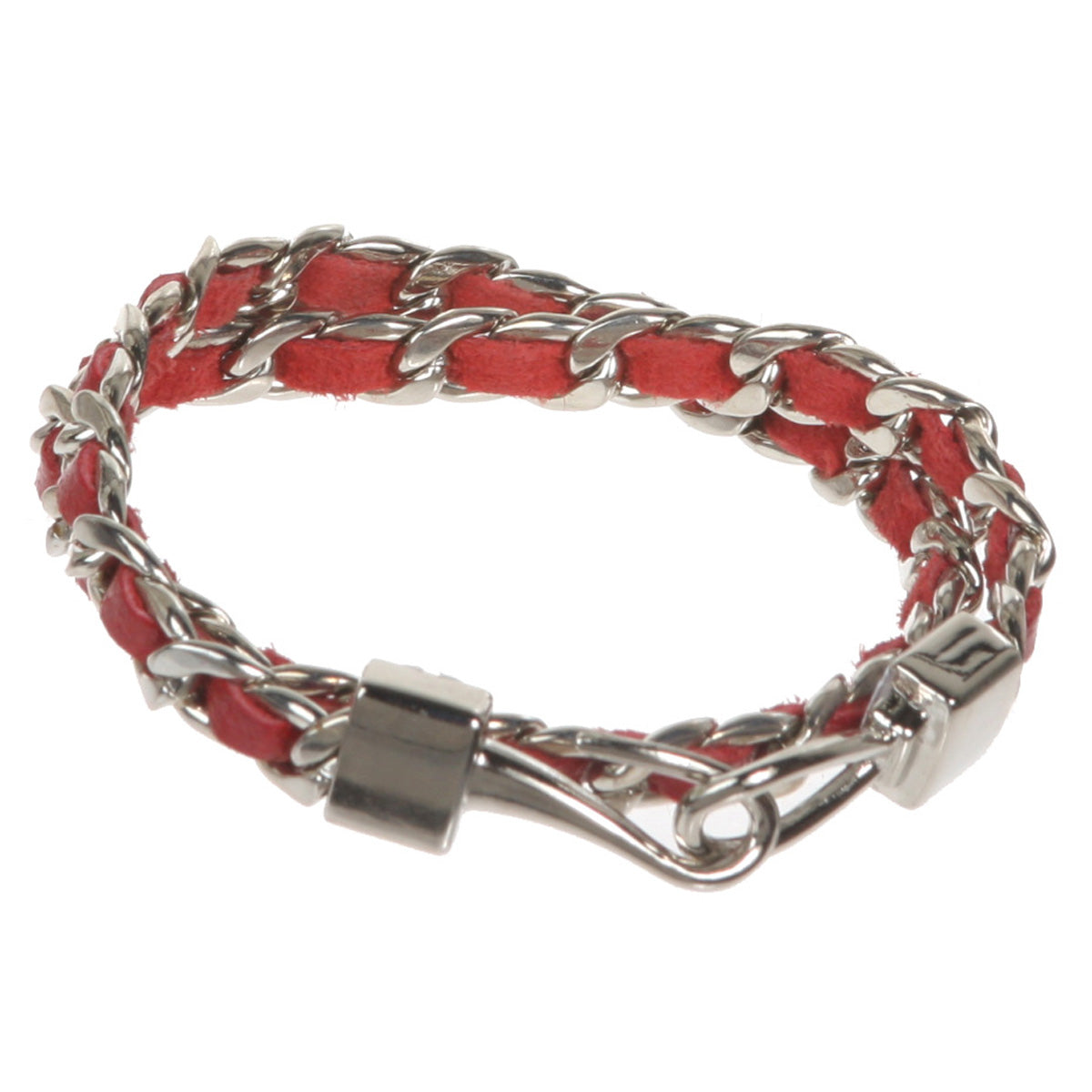 Double Wrap Leather Laced Chain Bracelet