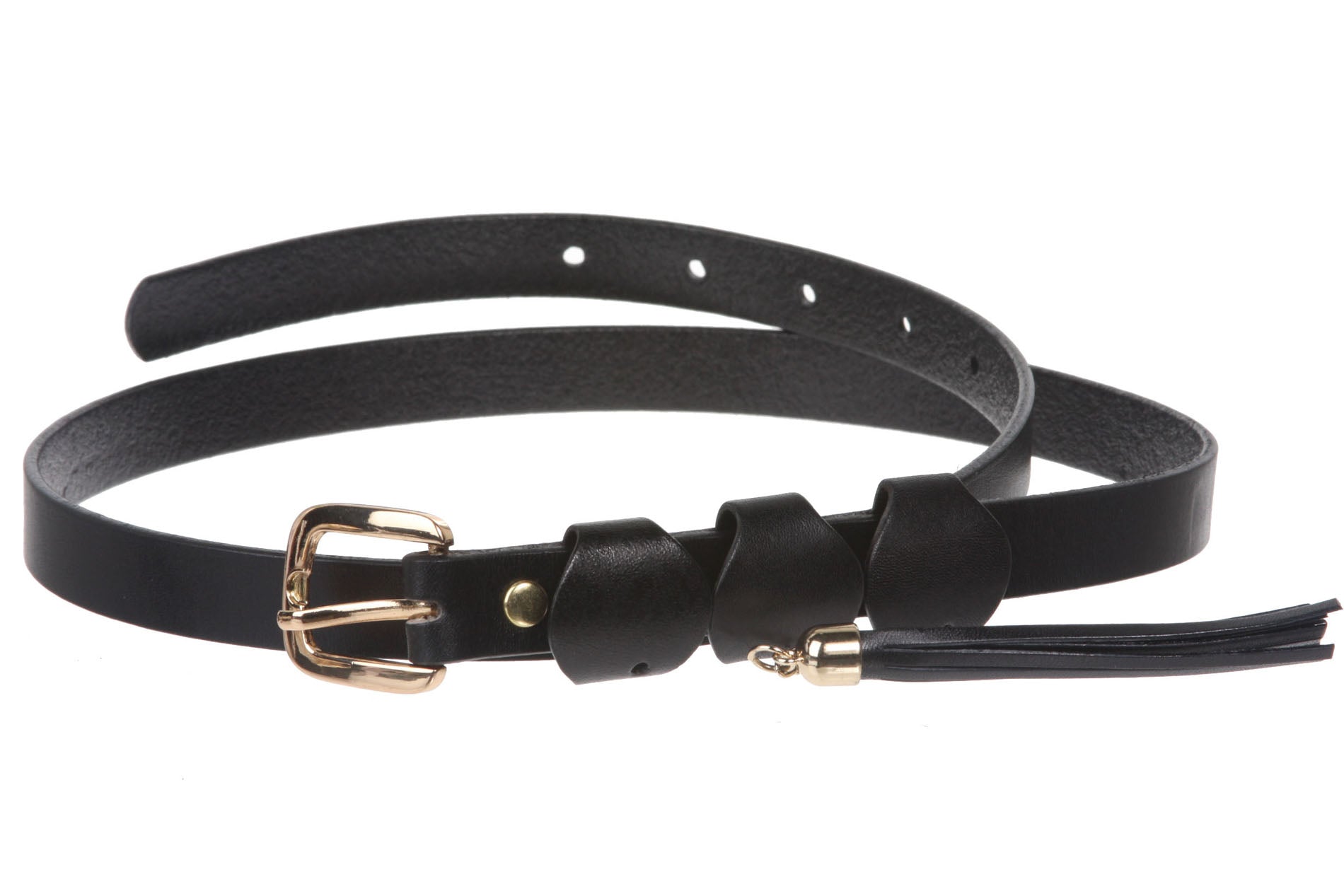 3/4" Skinny Waist Genuine Leather Belt with Tassel Detail - OnlineBelts