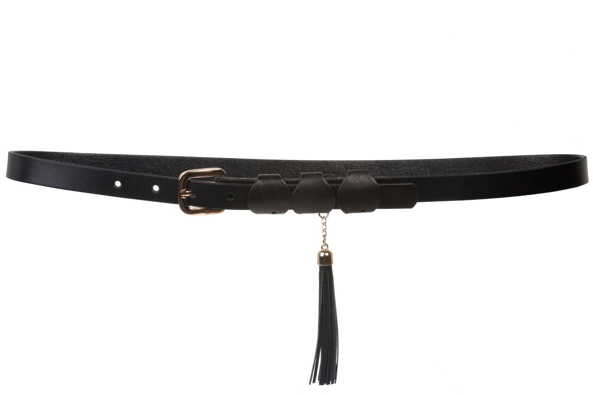 3/4" Skinny Waist Genuine Leather Belt with Tassel Detail - OnlineBelts
