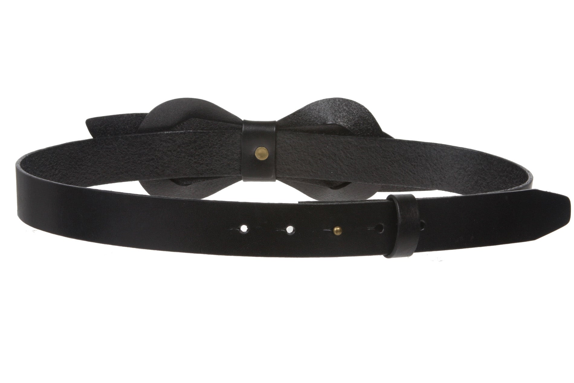1 1/8"  Waist Genuine Leather Belt with Bow Front Detail