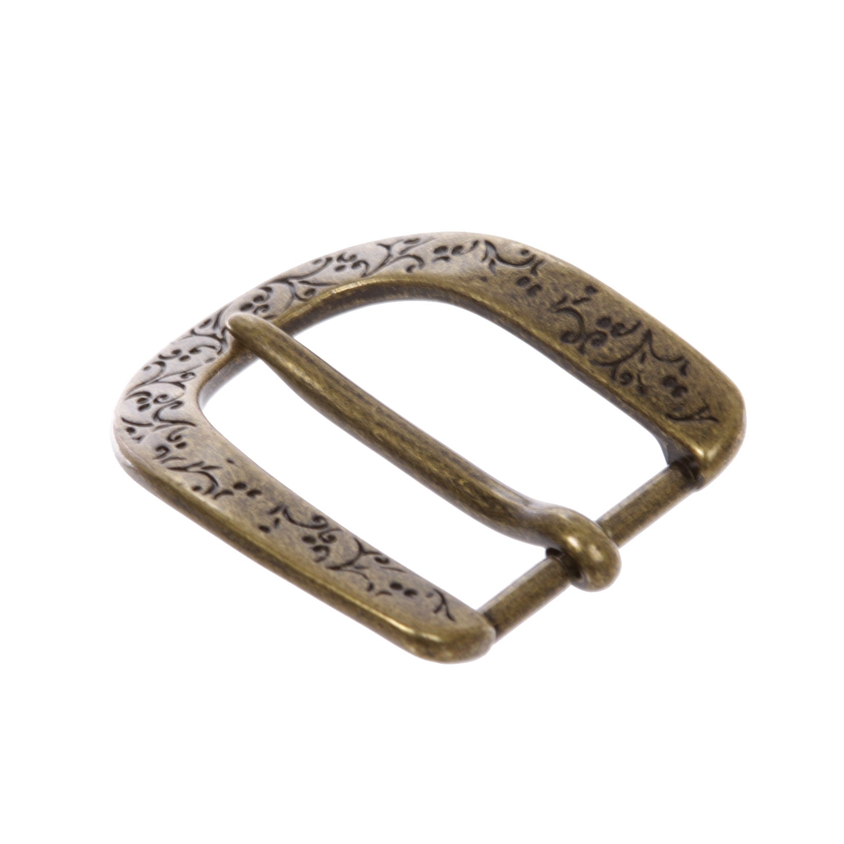 1 1/4"(34mm) Antique Brass Western Floral Perforated Engraved Horseshoe Single Prong Belt Buckle - OnlineBelts
