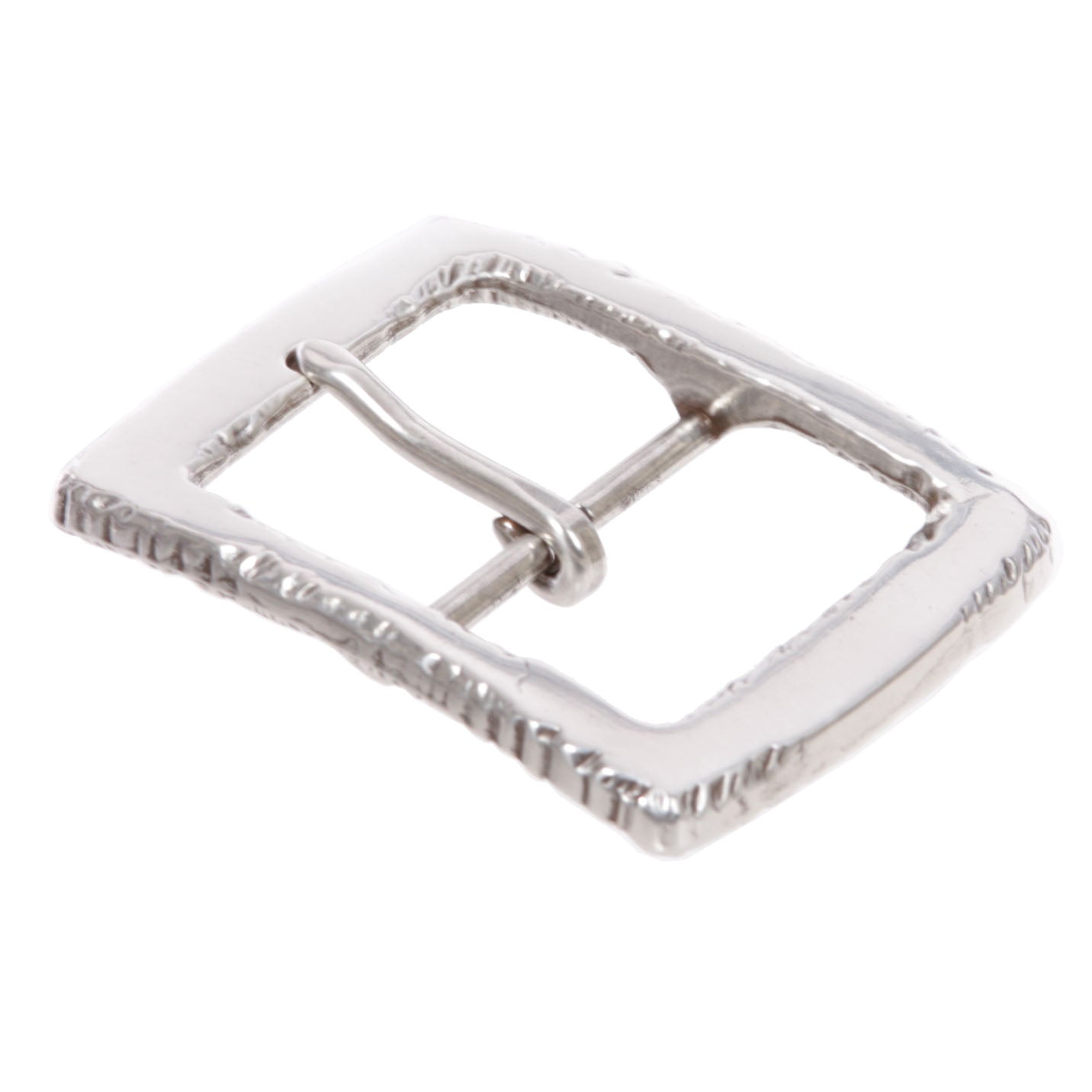 1 5/8" (40 mm) Silver Tone Edge Hammered Rectangular Center Bar Belt Buckle - OnlineBelts