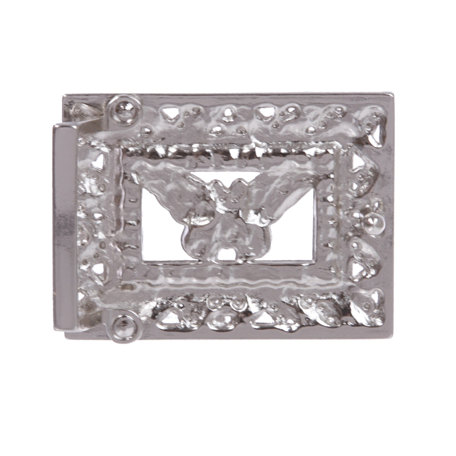 1 1/4" Western Rectangular Rhinestone Engraving Distinctive Pink Butterfly Buckle - OnlineBelts