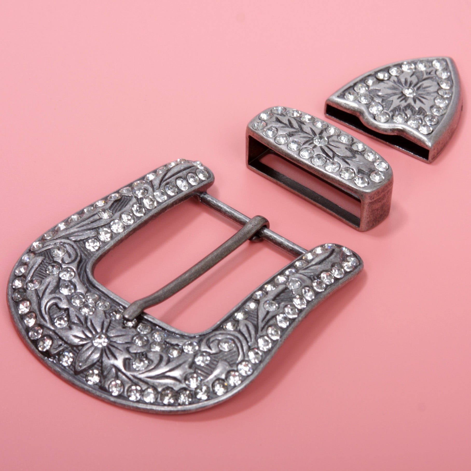DIY Rhinestone Western Bling Buckle 3-piece Set for Replacement or leathercraft - OnlineBelts