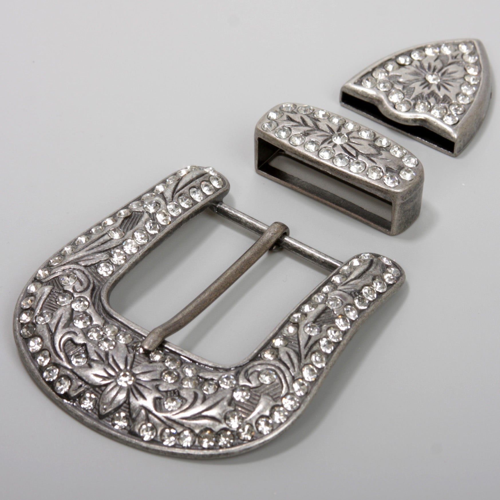DIY Rhinestone Western Bling Buckle 3-piece Set for Replacement or leathercraft - OnlineBelts