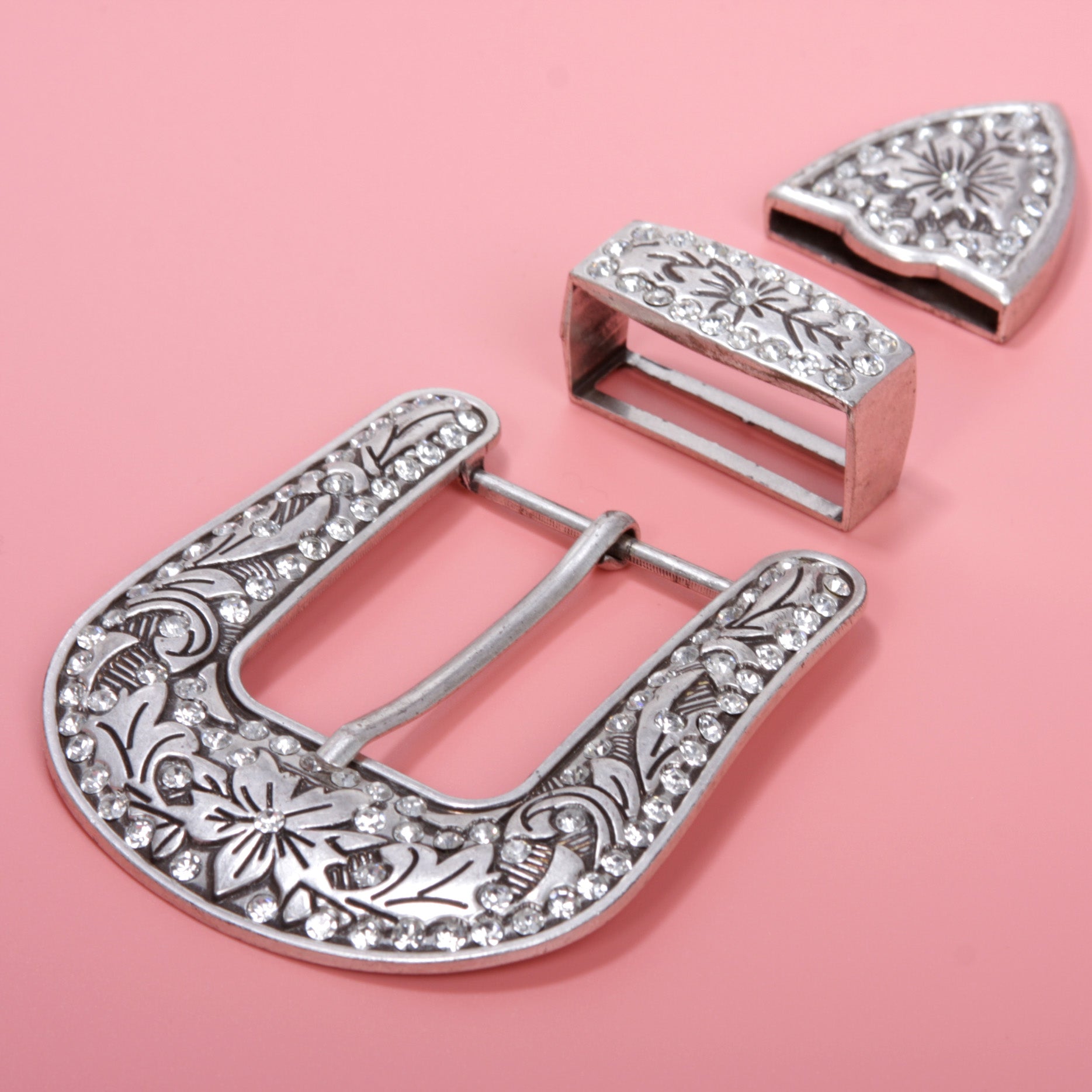 DIY Rhinestone Western Bling Buckle 3-piece Set for Replacement or leathercraft - OnlineBelts