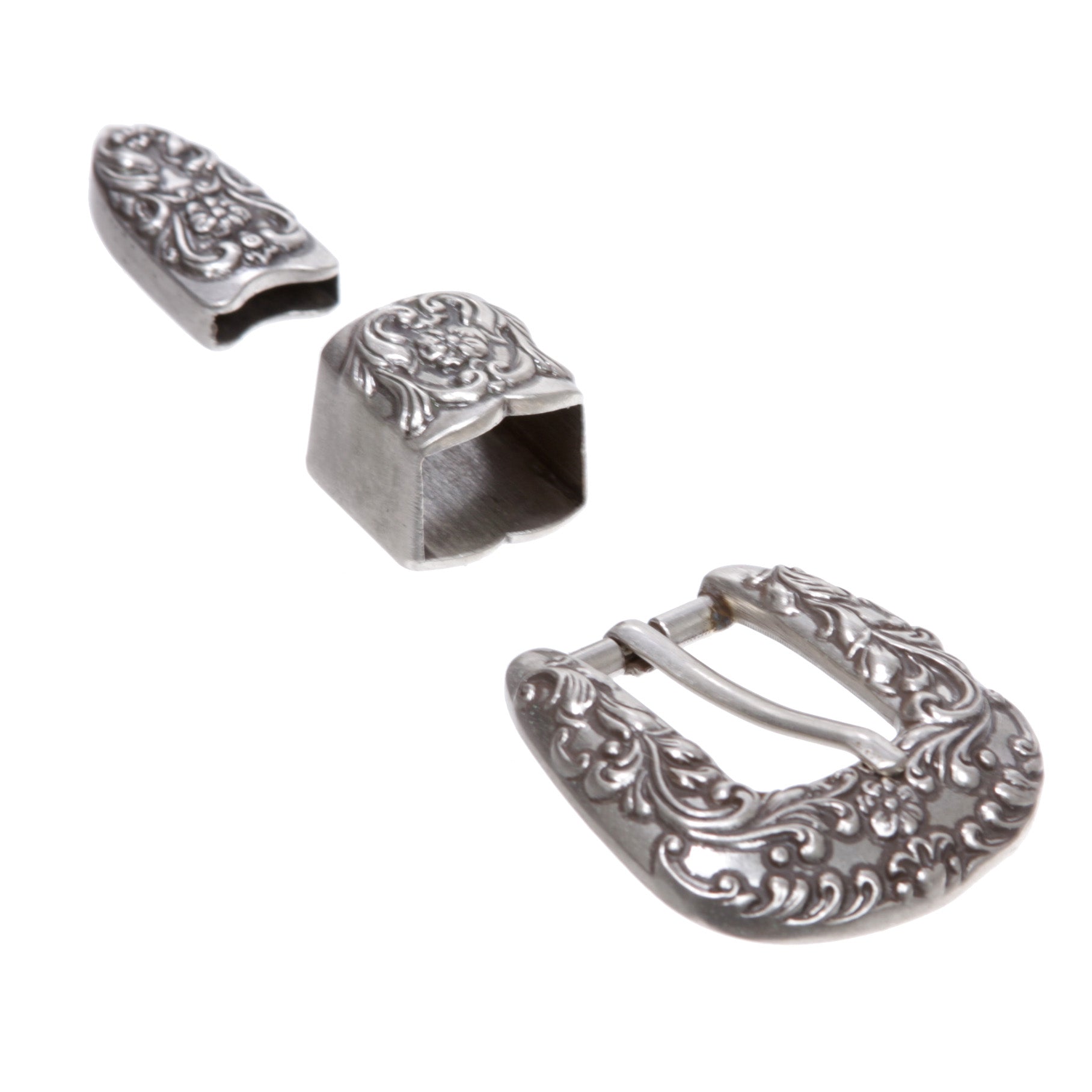 3/4" (19mm) Western Engraved Floral 3-Piece Buckle Set for Leathercraft Replacement - OnlineBelts