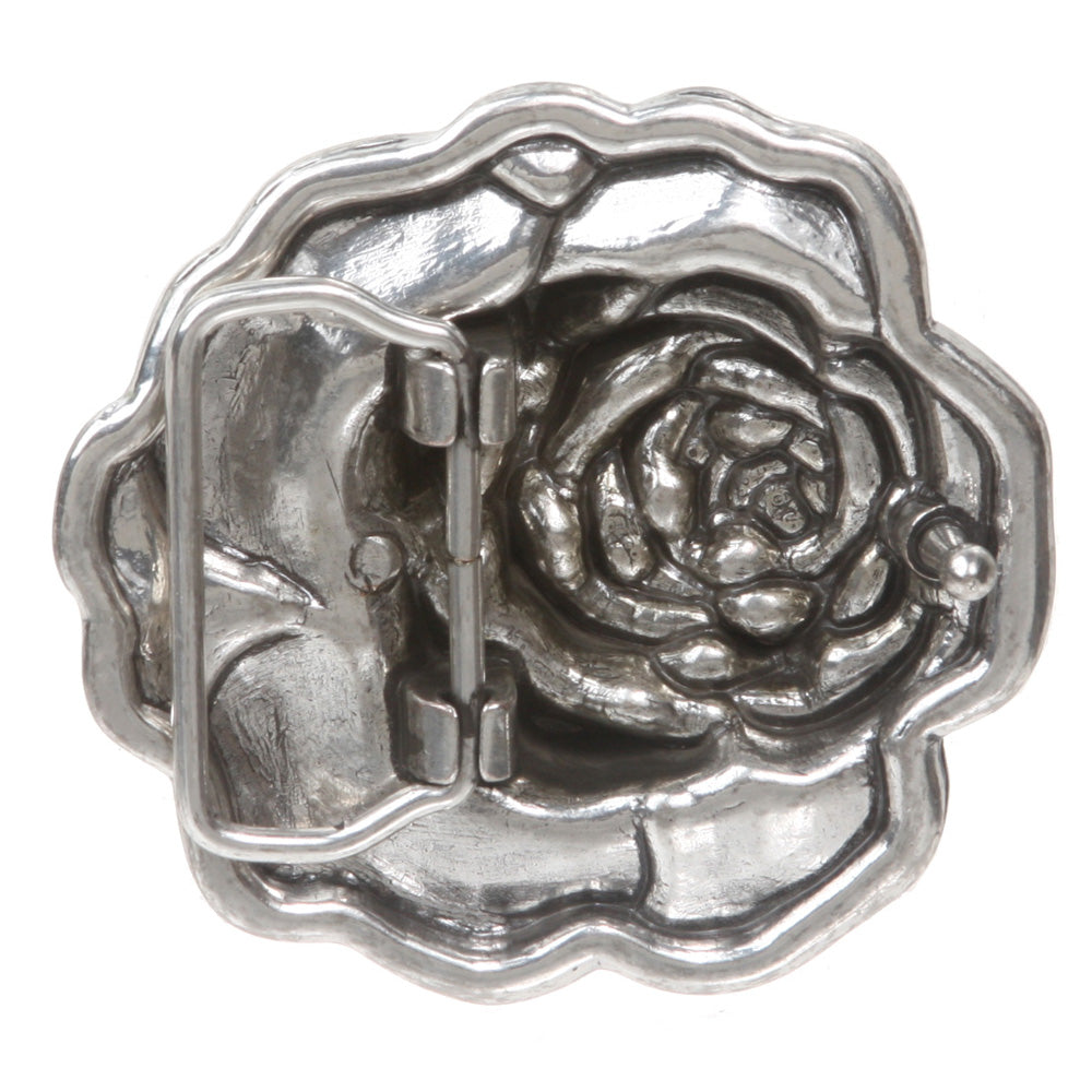 Rose Flower 3D Silver Belt Buckle - OnlineBelts
