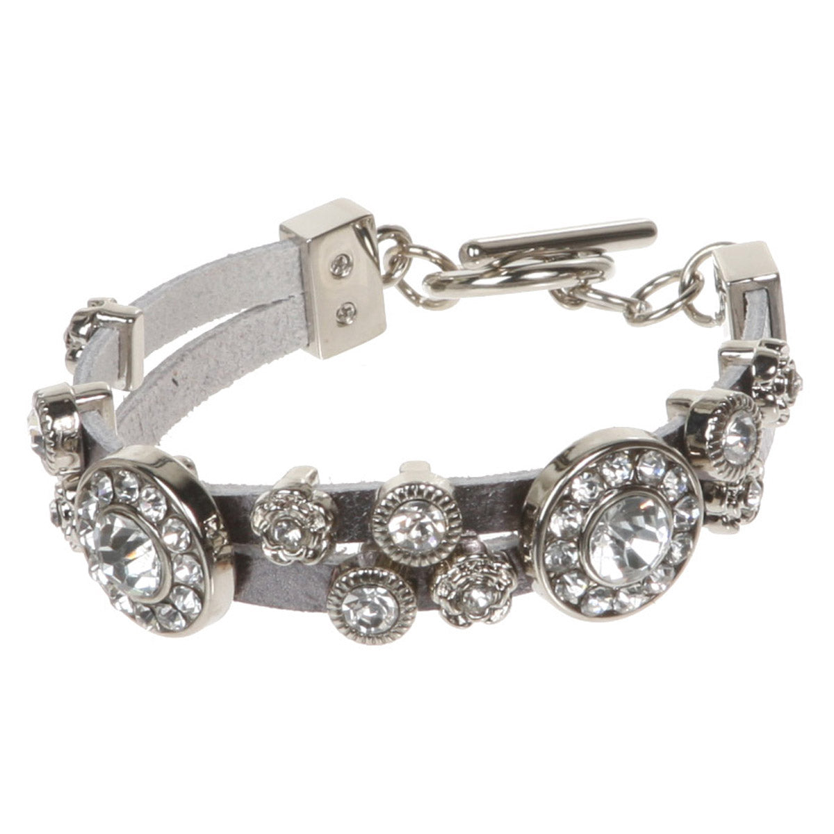 Rhinestone Charms Double Leather Strand Bracelet